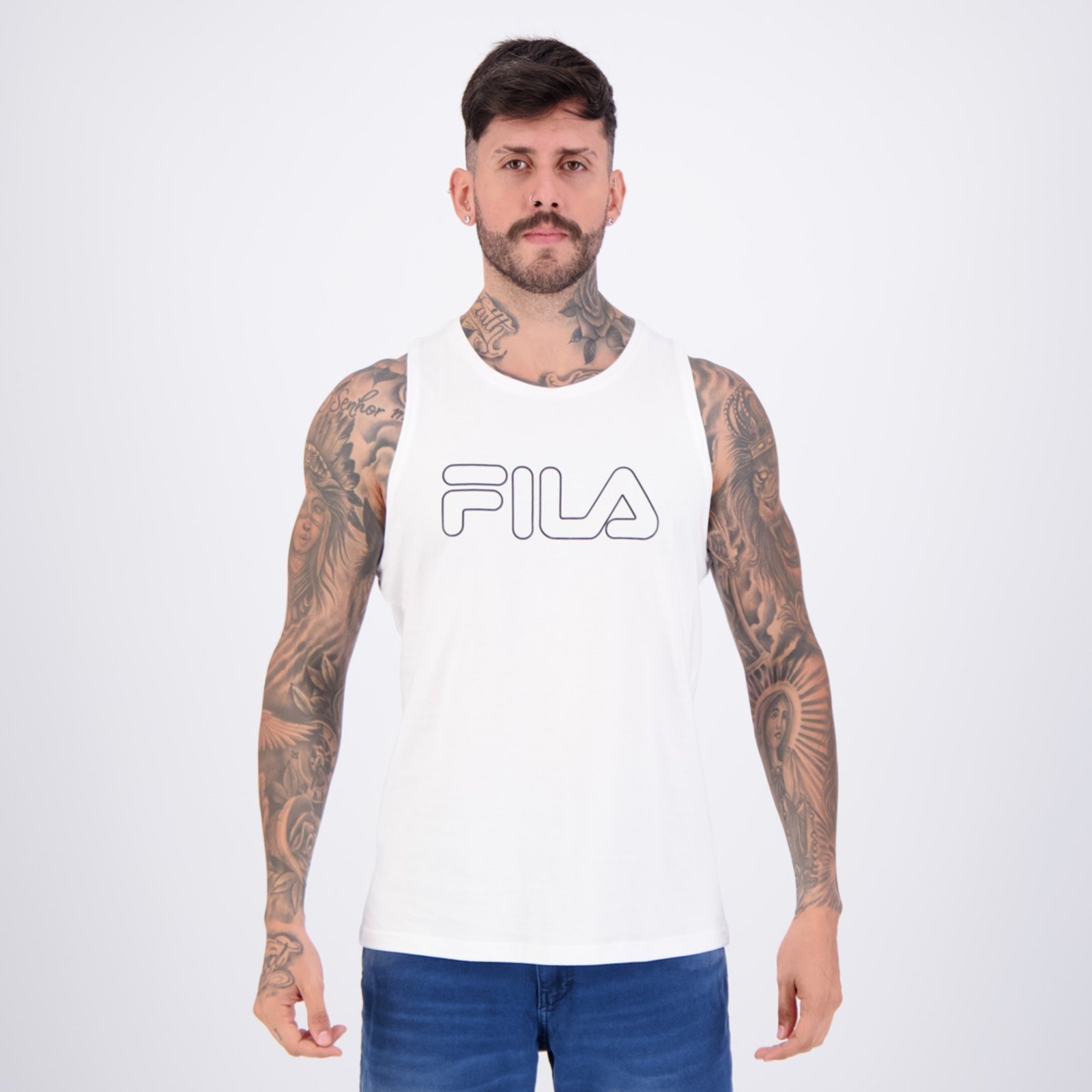 Regata Fila Letter Outline Branca e Preta