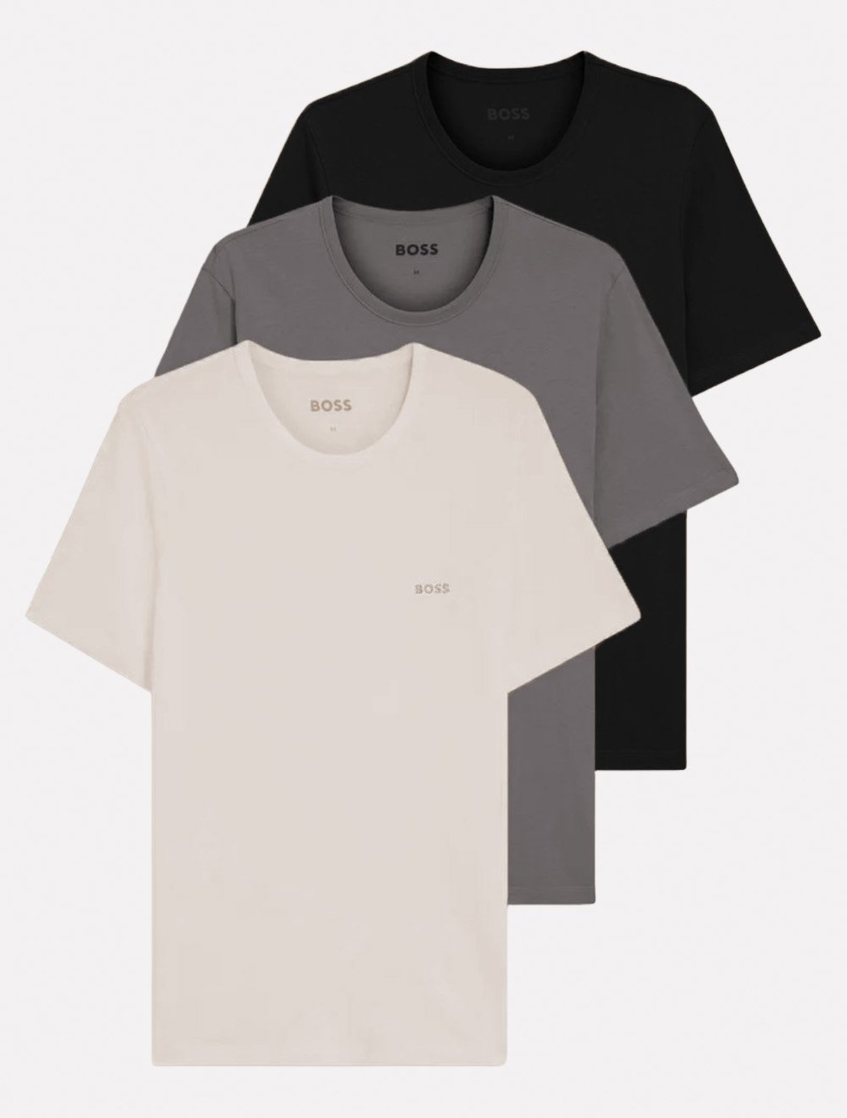 Kit Camisetas Hugo Boss Masculina Regular Chumbo/Cáqui/Preto 3UN