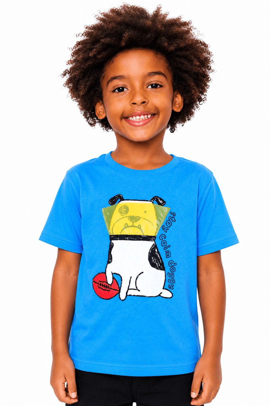 Infantil - Camiseta Menino Bulldog College Alphabeto Azul