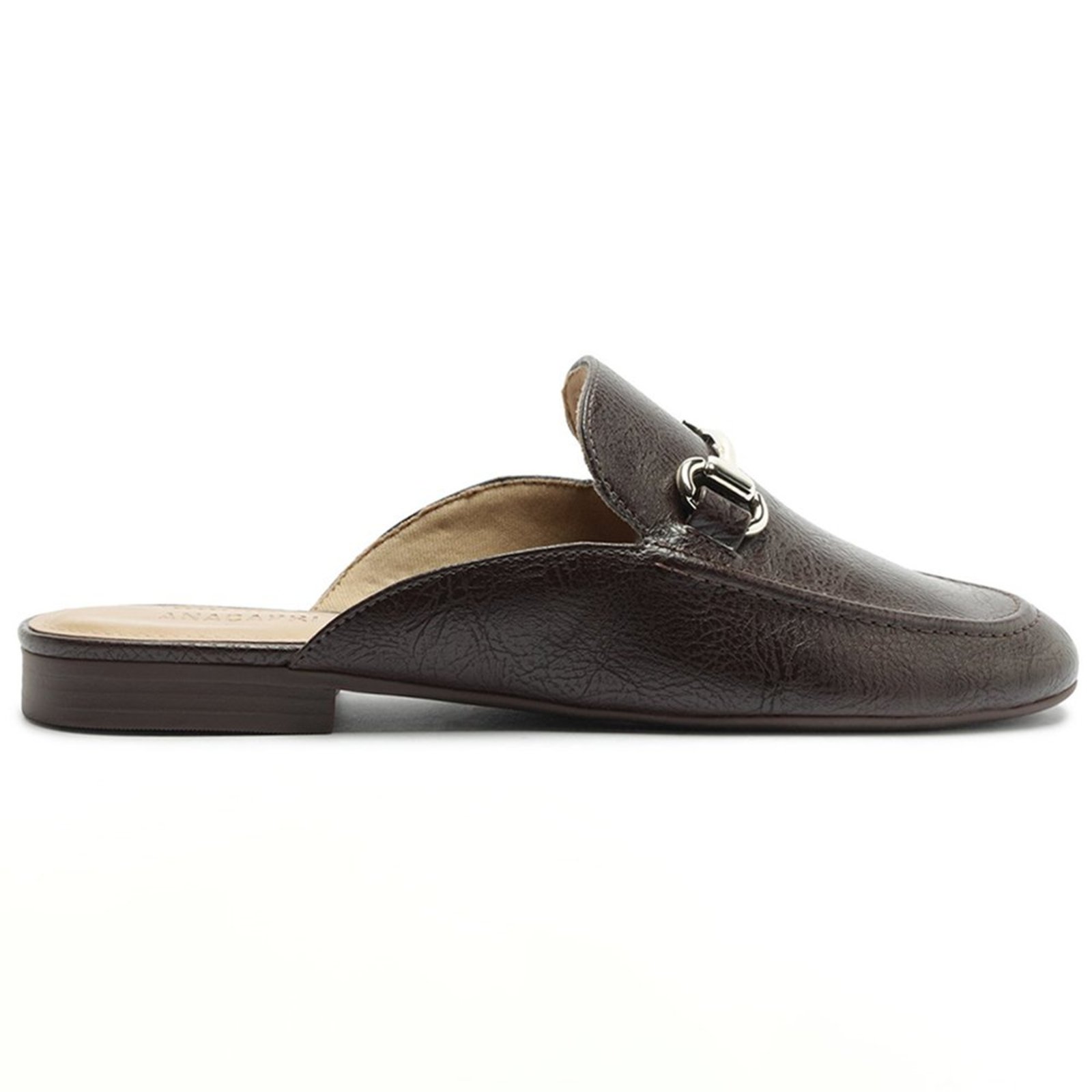 Mule Anacapri Salto Rasteiro Marrom Escuro Feminino