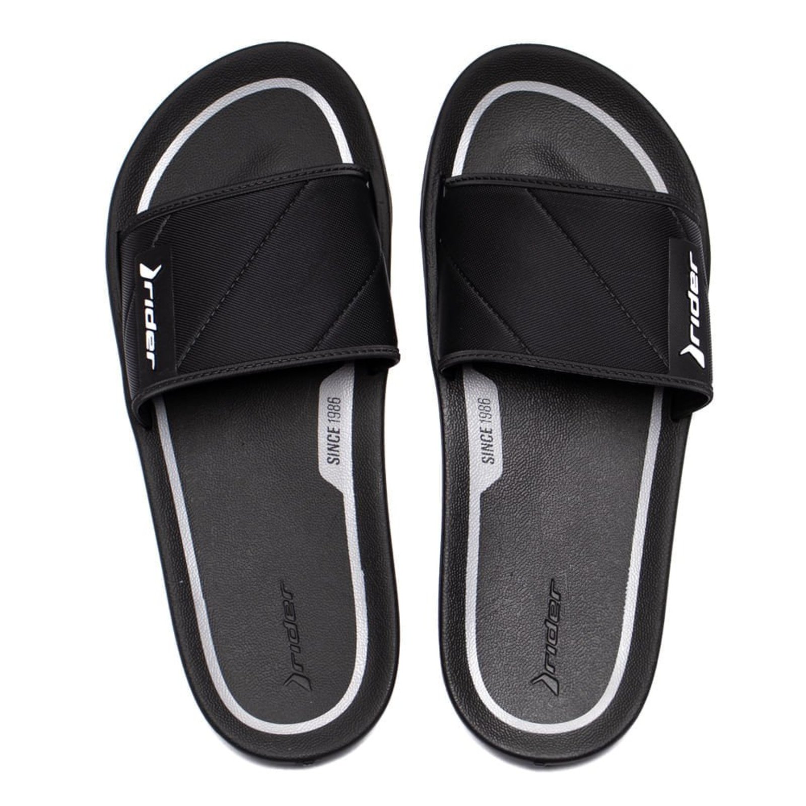 Infantil - Chinelo Slide Masculino Rider Street Pvc Preto/Cinza