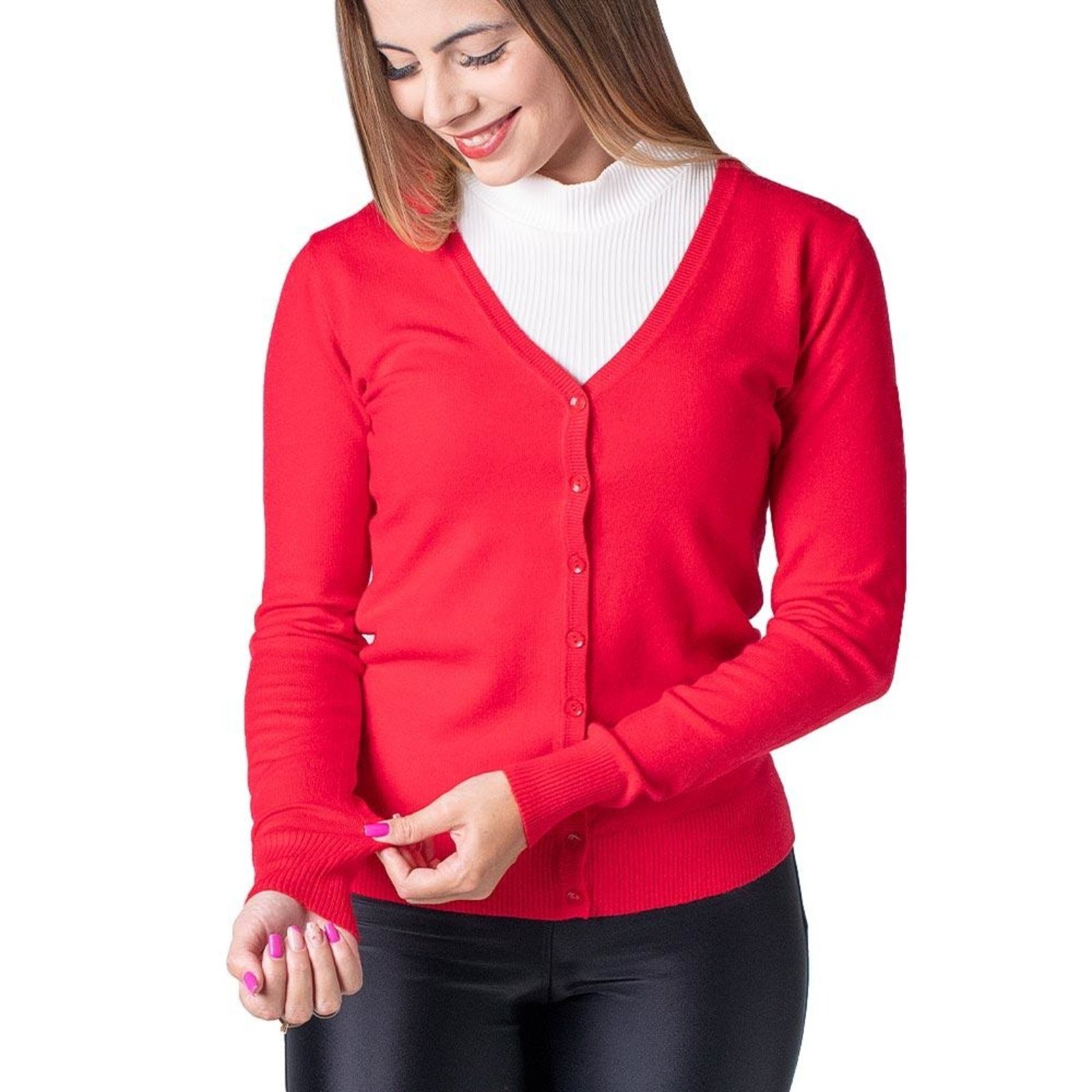 Cardigan Feminino Facinelli 651077 Vermelho