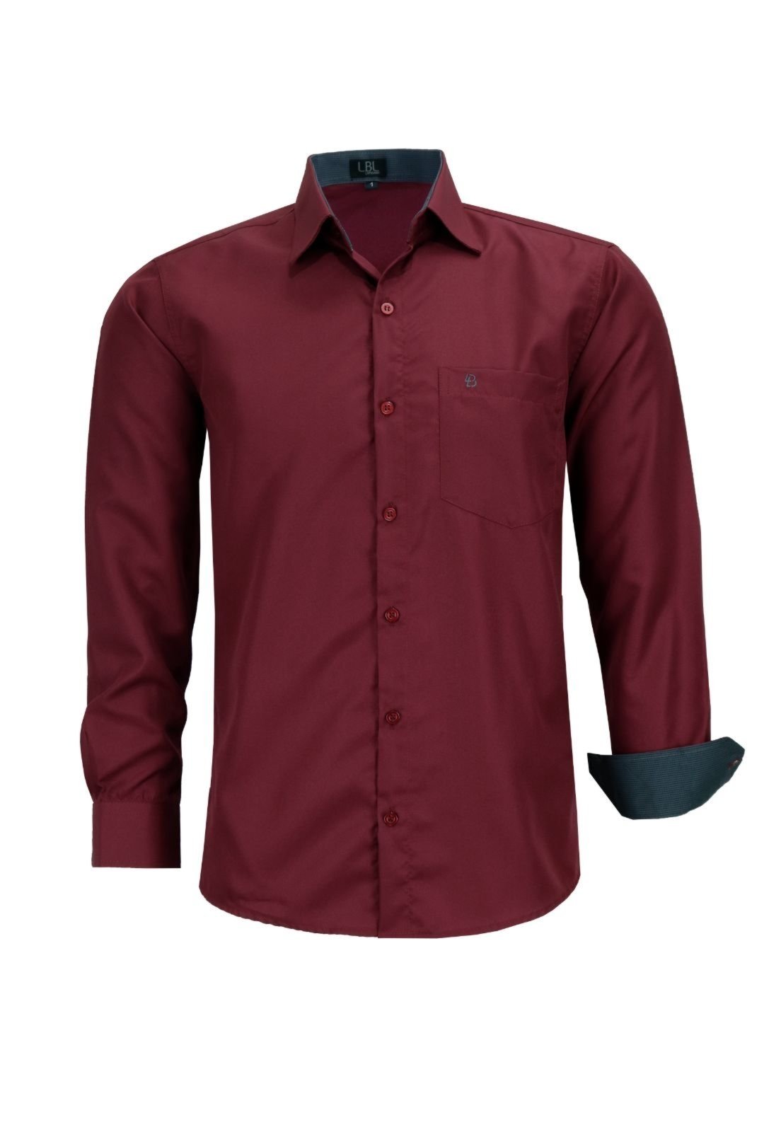Camisa Manga Longa Lbl Clássica Poliéster Bordô 3023
