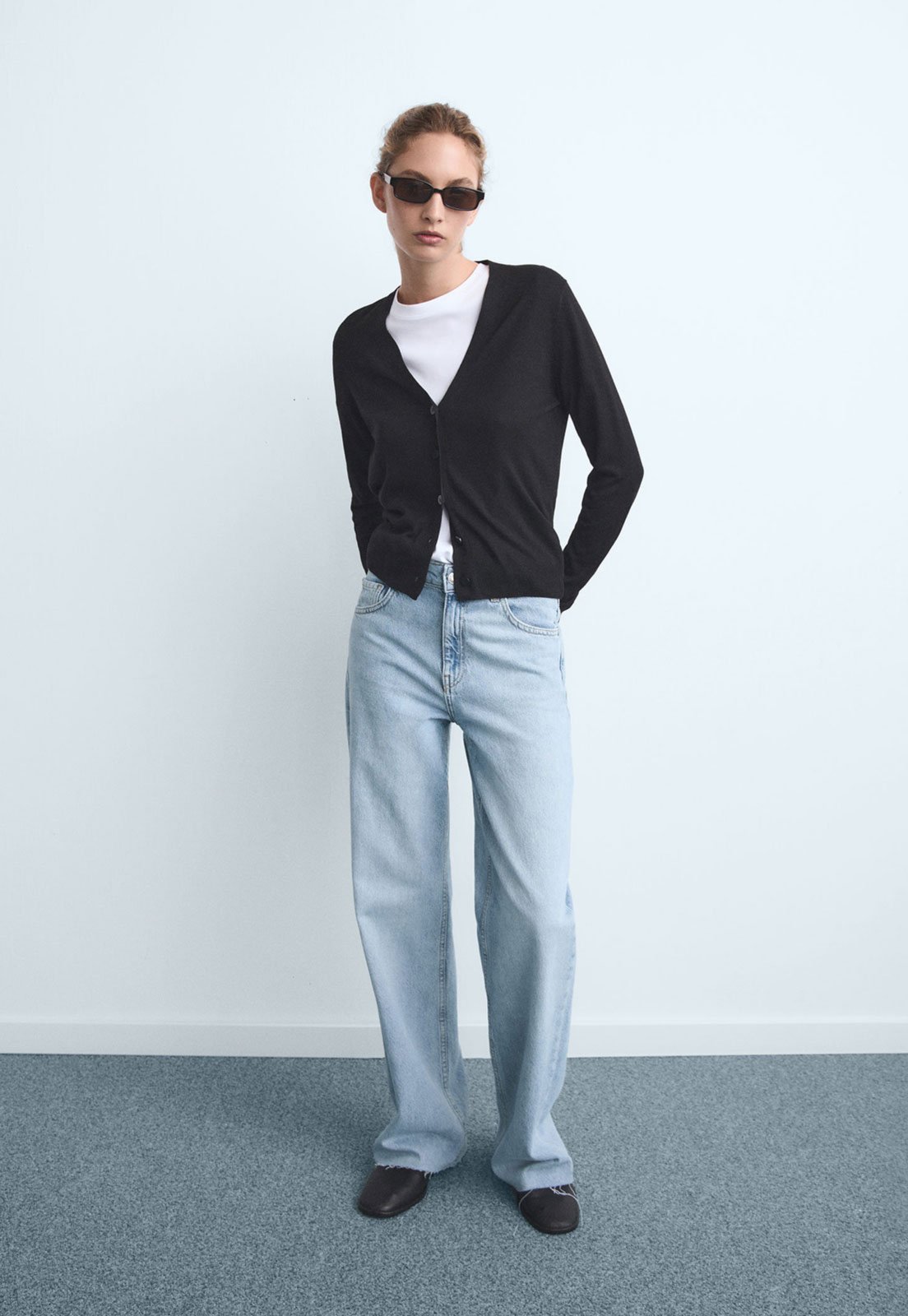 Calça Jeans Mango Wide Leg Danila Azul