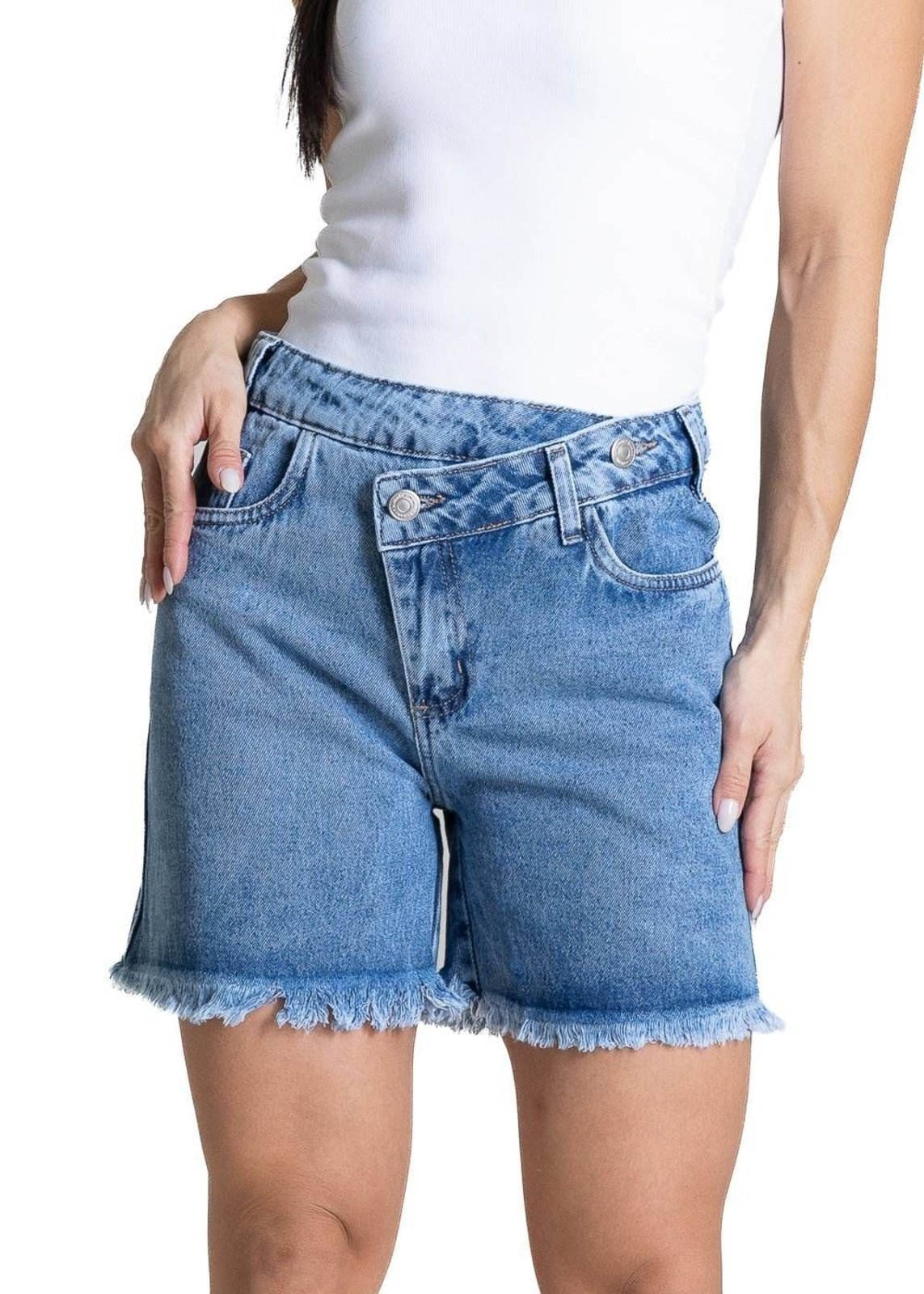 Shorts Jeans Barra Cós Assimétrico Sawary - 284539 - Azul - Sawary