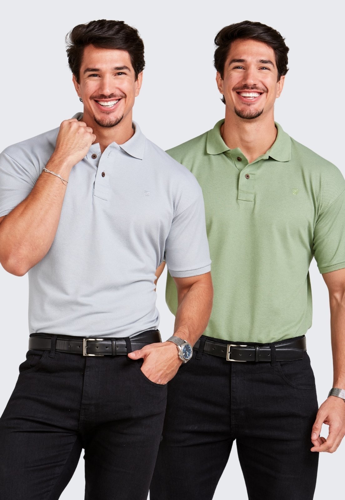Kit 2 Camisa Polo Masculina Algodão Piquet Daze Modas Cinza e Verde