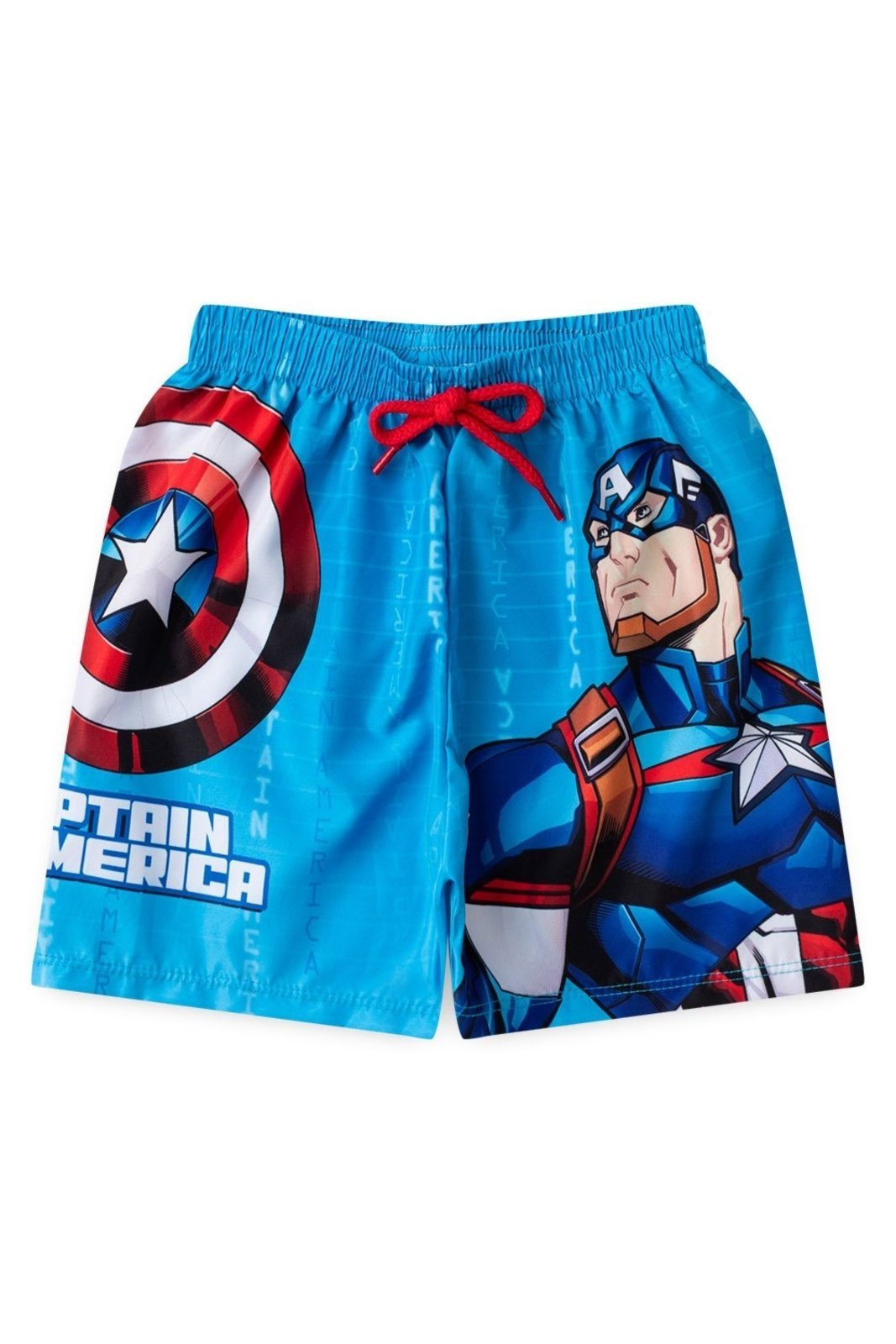 Vista 2 Infantil - Bermuda Disney Masculino Tactel Praia Capitão América Marvel azul Marvel azul