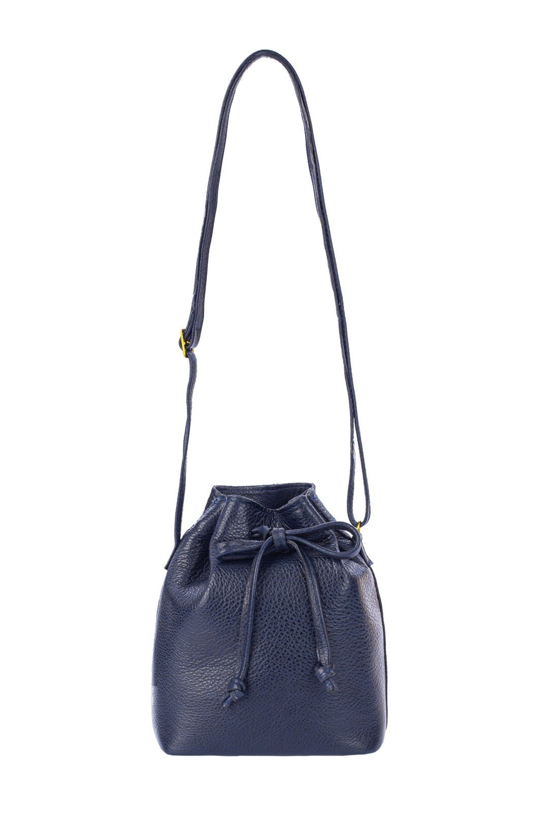 Mini bolsa saco em couro liso Nathy - Azul