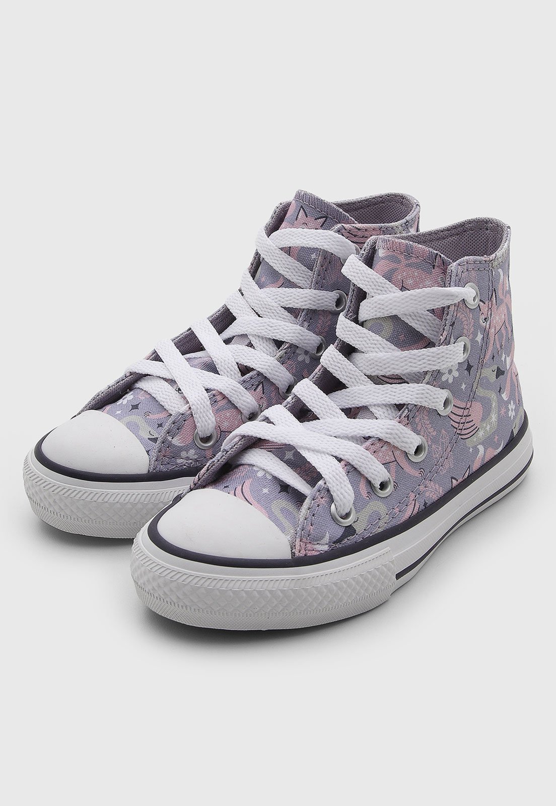 Infantil - Tênis Converse Cano Alto Estampado Lilás