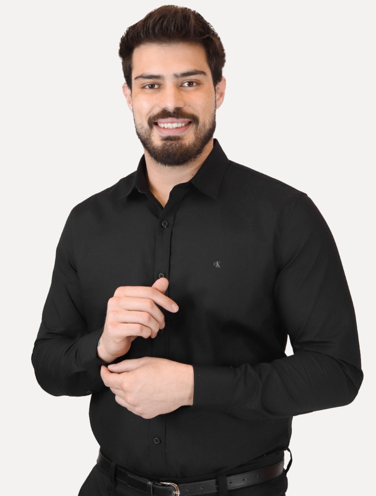 Camisa Calvin Klein Jeans Masculina Manga Curta Básica Light CK Logo Peito Preto