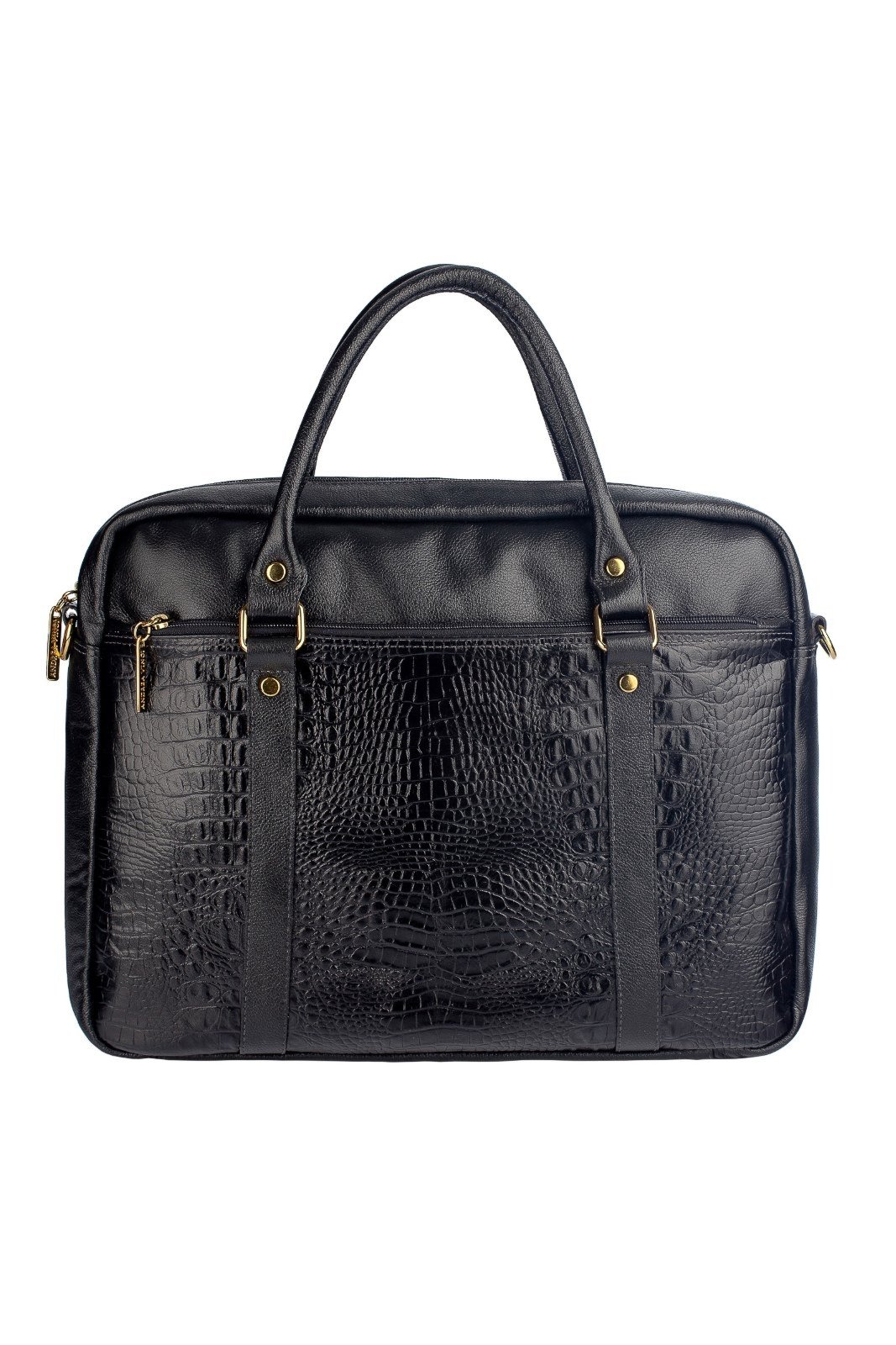 Pasta executiva grande de couro croco Scarlet - Preto