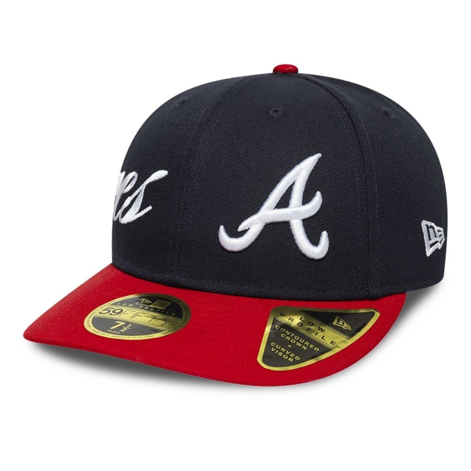Bone New Era 59FIFTY Low Profile MLB Atlanta Braves Side Script