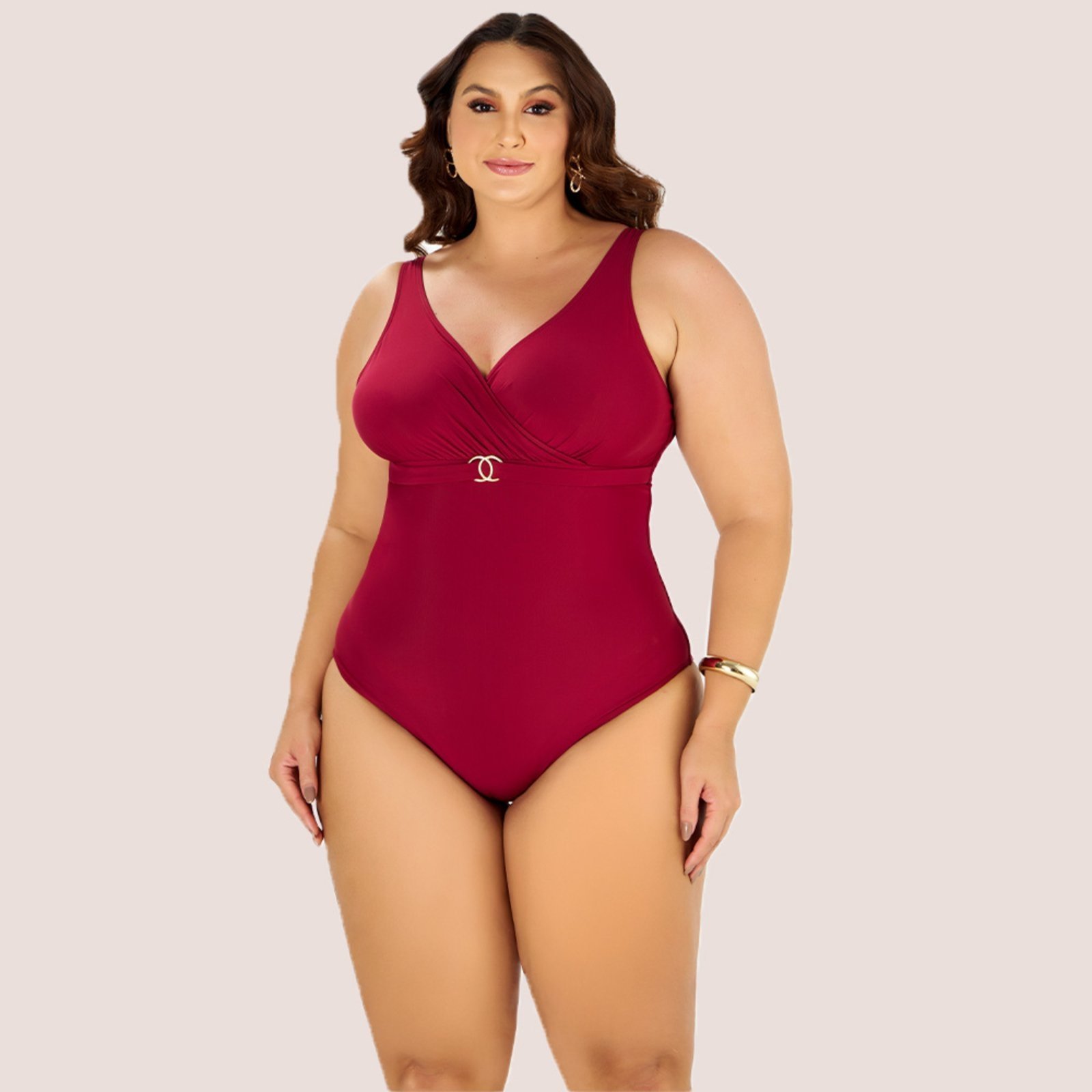 Maio Praia Modelador Banho De Mar Zero Barriga Plus Size Marsala