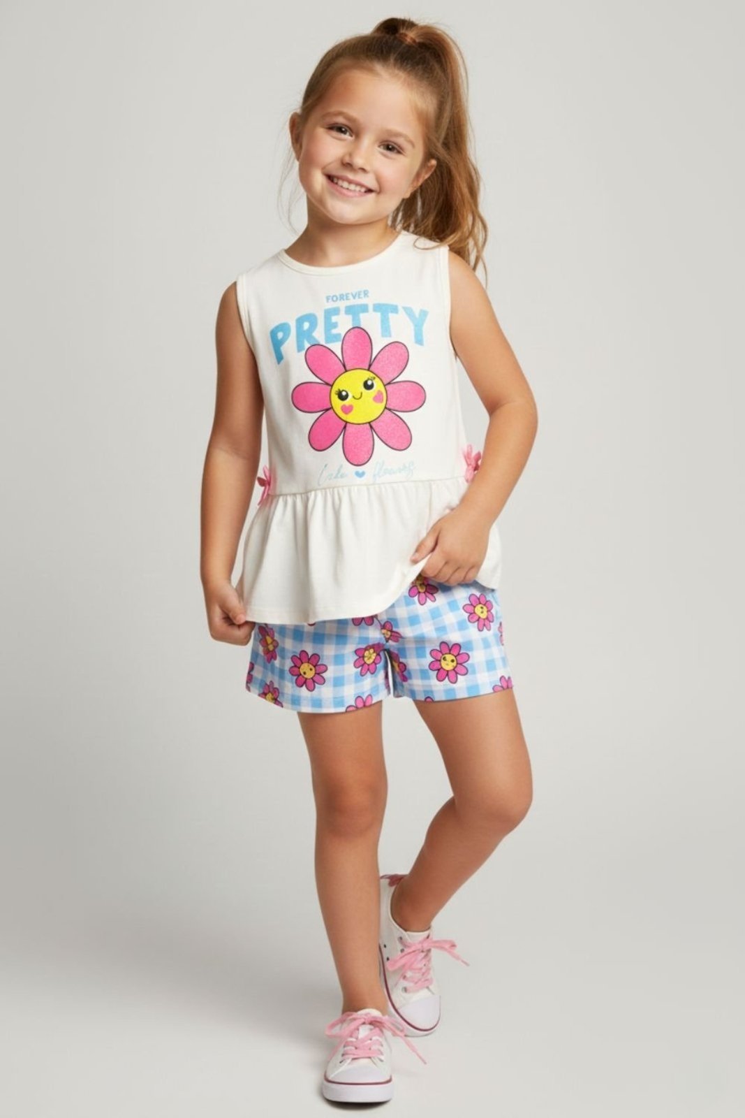 Infantil - Conjunto Bem Vestir Feminino Blusa e Shorts Floral Off White