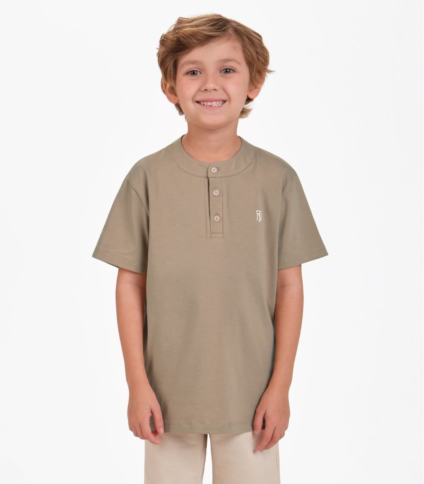 Infantil - Camiseta Meia Malha Masculina Trick Nick Marrom