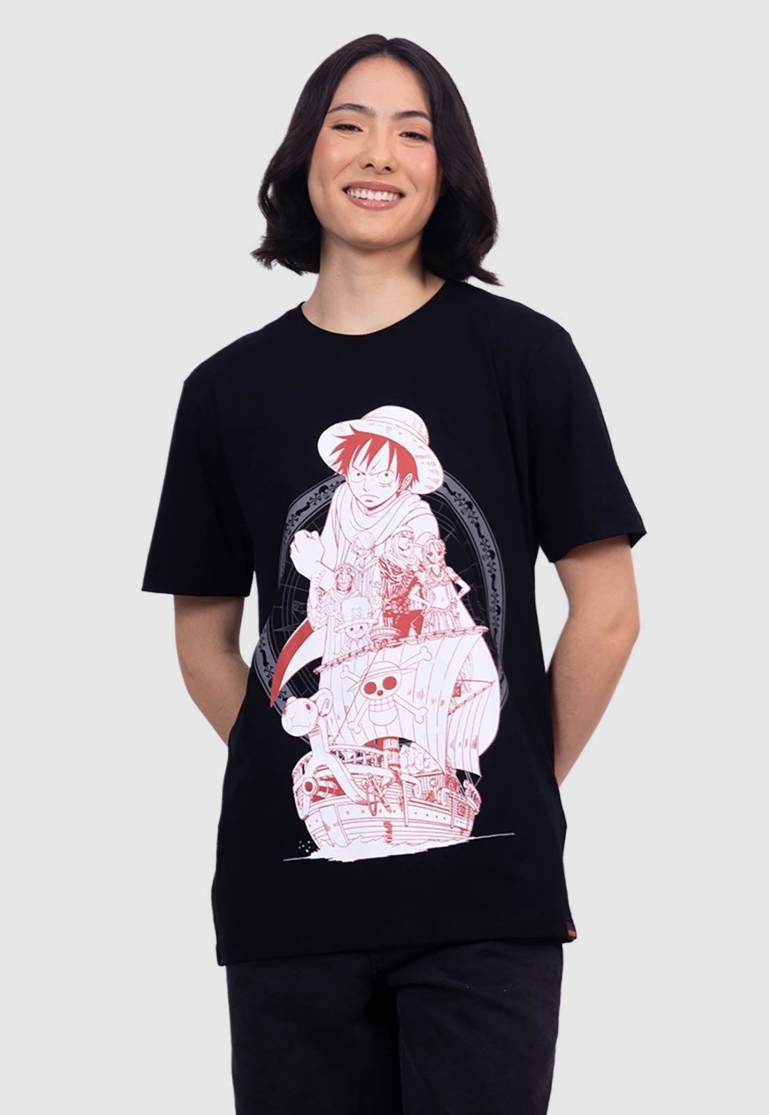 Camiseta Piticas One Piece Os Chapéus de Palha em Alabasta Preto