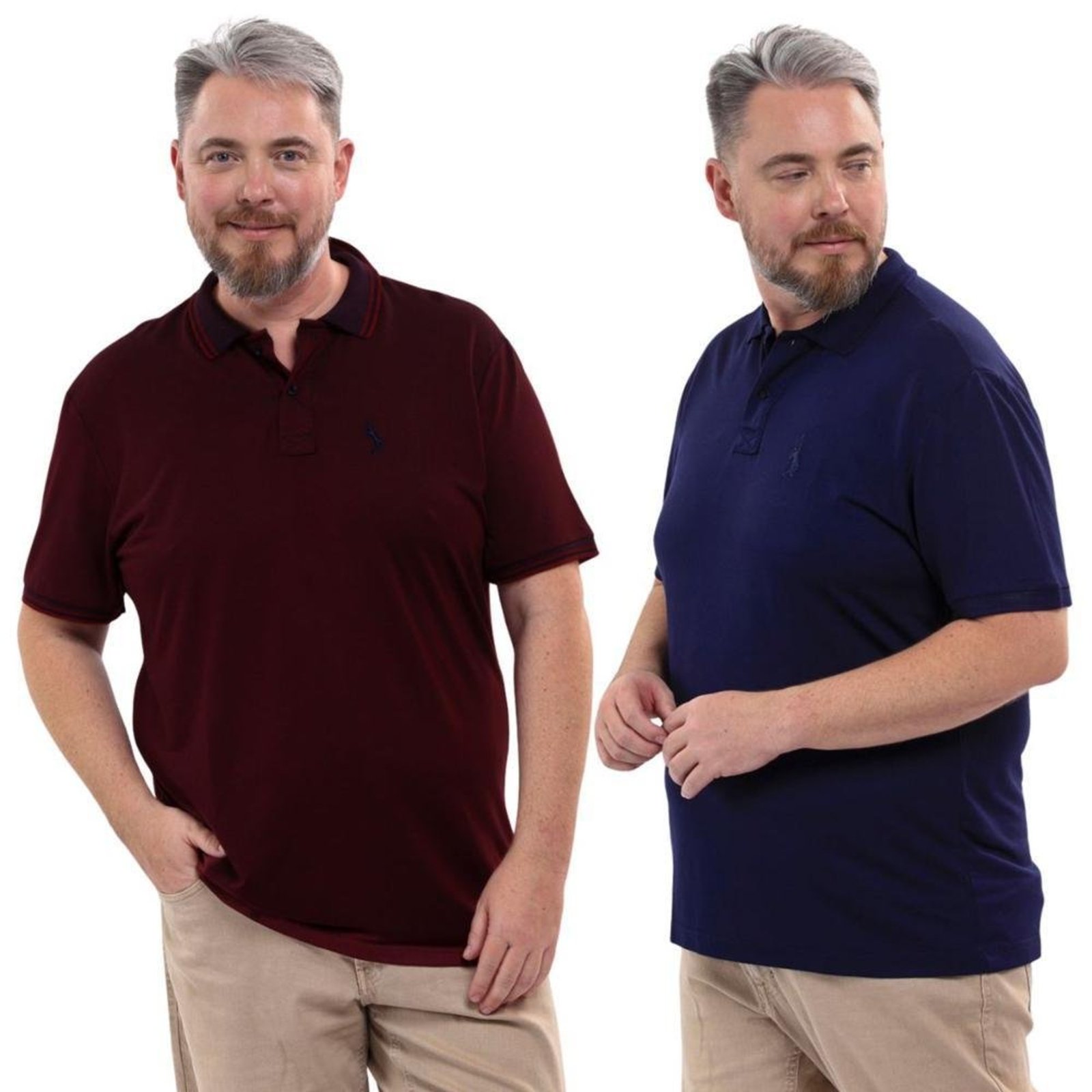 Kit 2 Camisa Polo Masculina Plus Size Piquet Viscose Dry