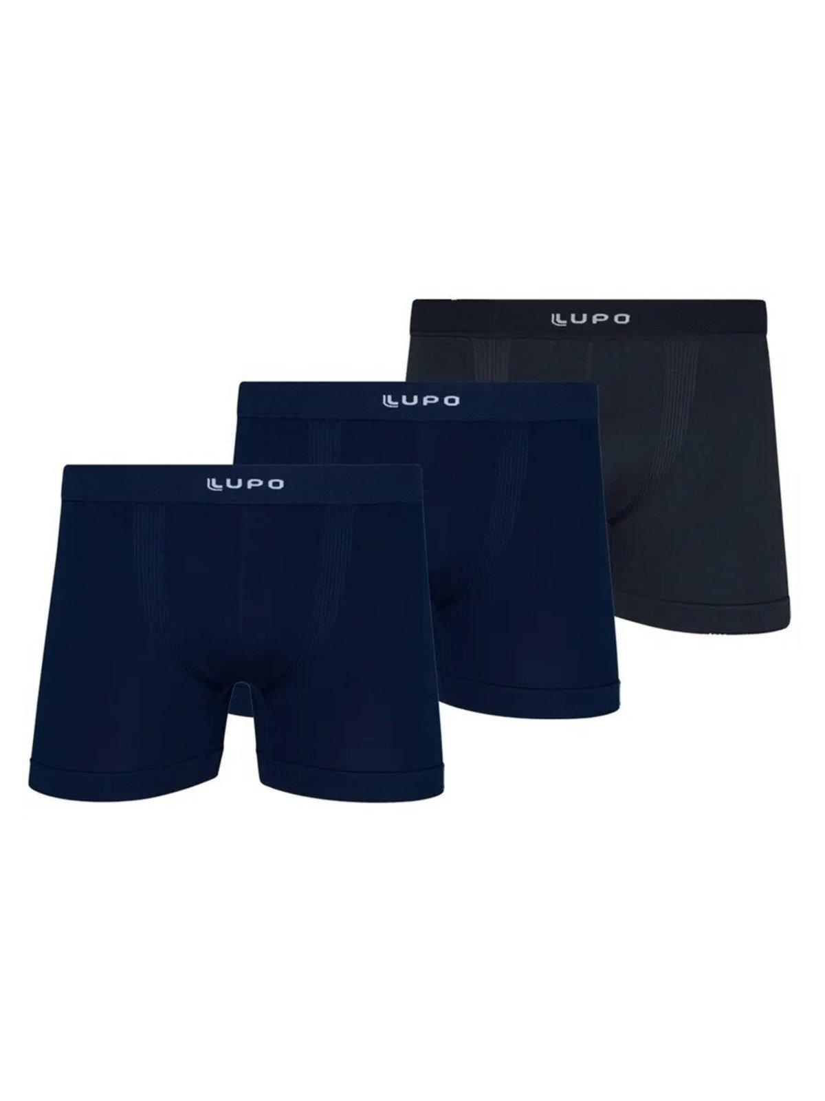 Kit com 3 Cuecas Boxer Lupo 661-001 Azul Marinho
