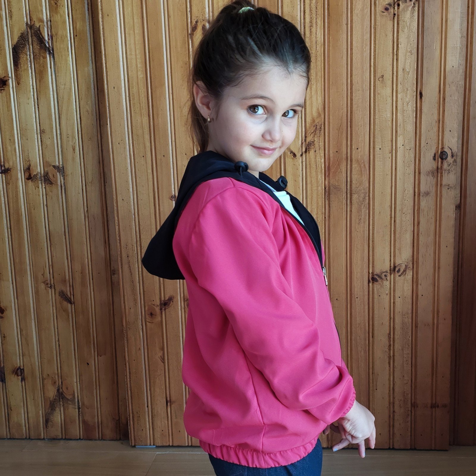 Infantil - Jaqueta Dupla Face Capuz Lisa Juvenil 02-16 Rosa /Preto Aliarthe