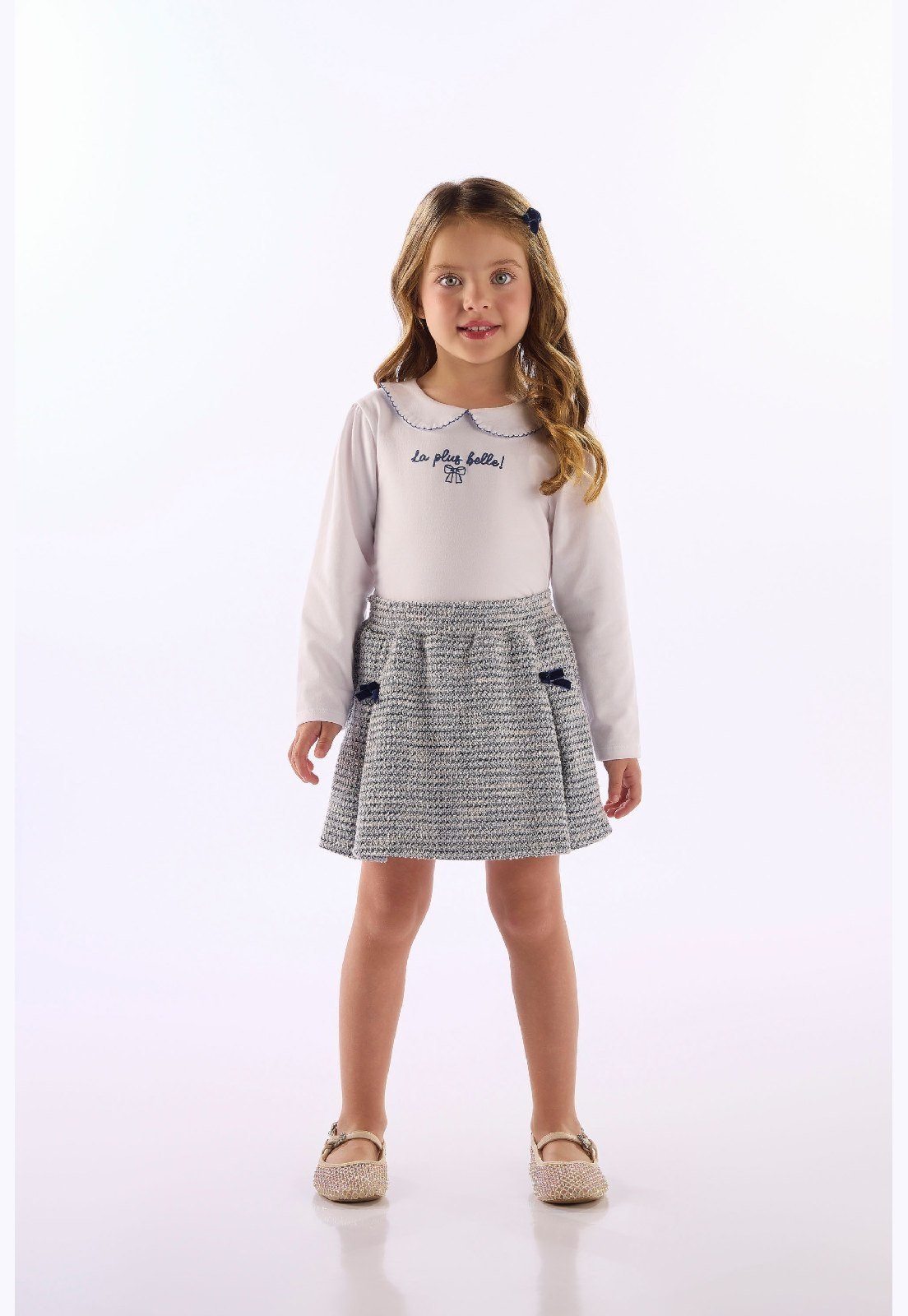Infantil - Conjunto Cotton Short-Saia Tweed Up Baby Branco