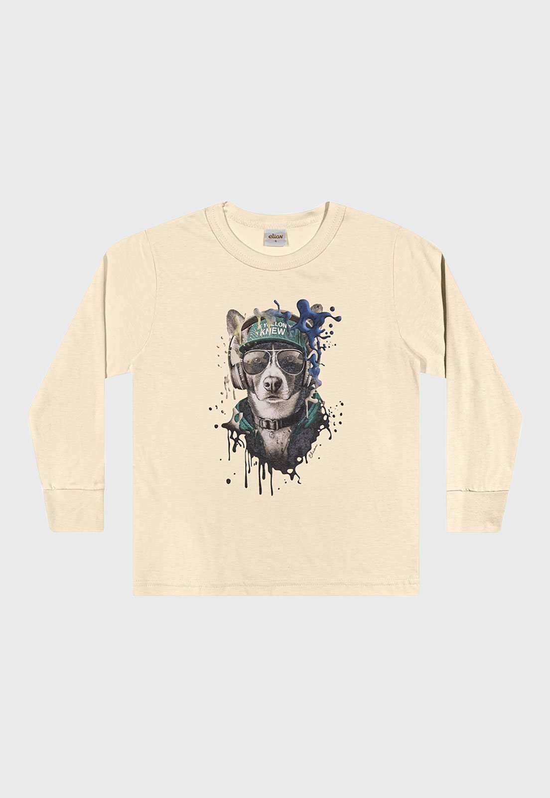 Infantil - Camiseta Elian Estampa Cachorro Bege
