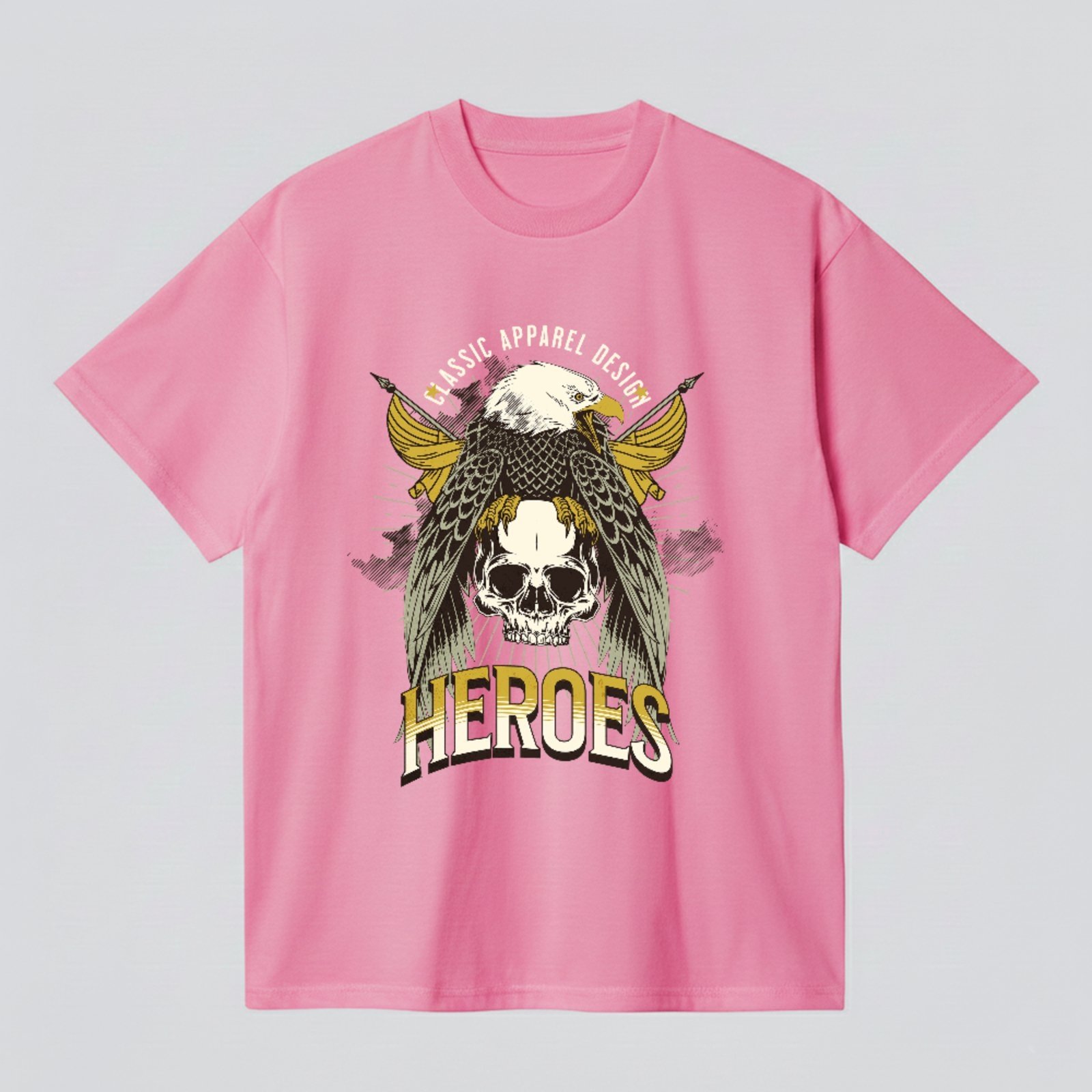 Camiseta Básica Eagle Skull Heroes Style Unissex Rosa