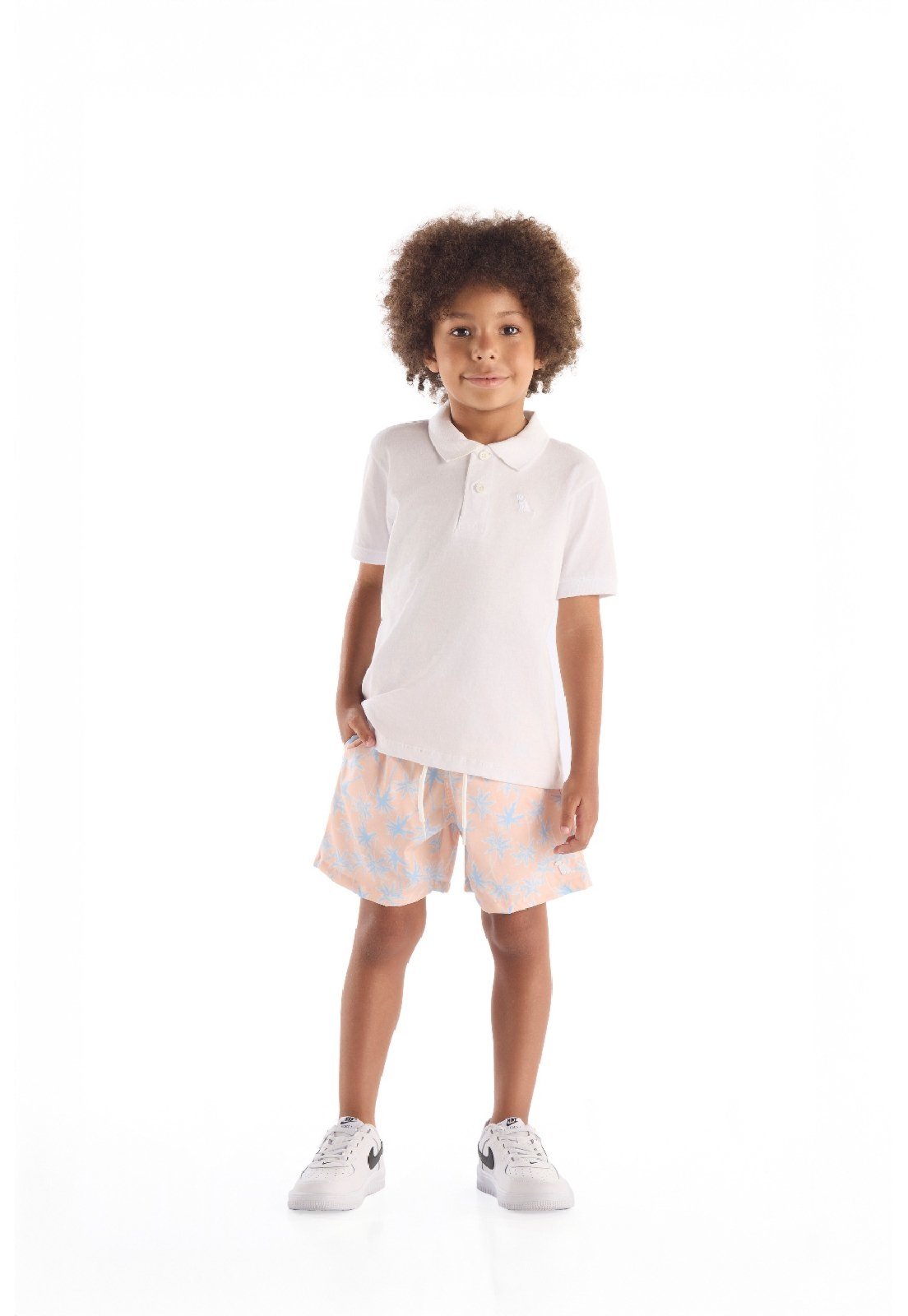 Infantil - Bermuda Microfibra Tropical Quimby Laranja