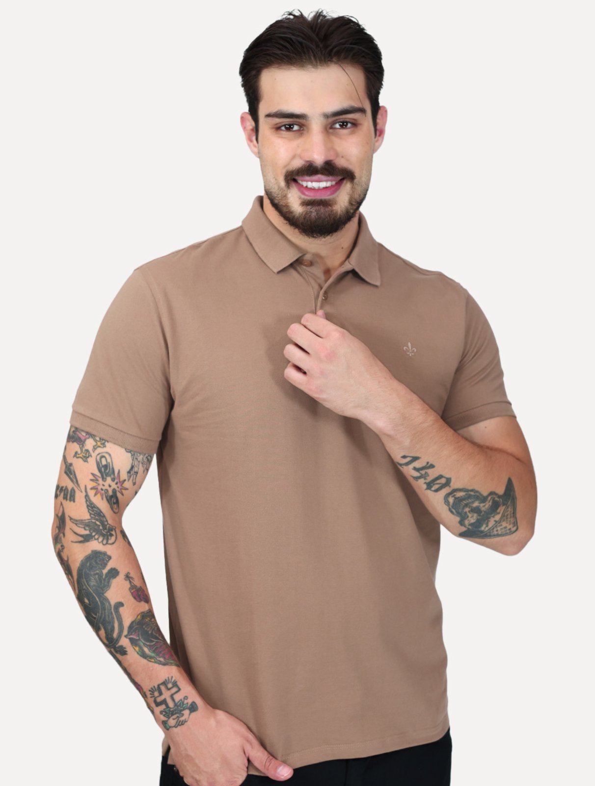 Polo Dudalina Piquet Essentials Cotton Basica Marrom Claro