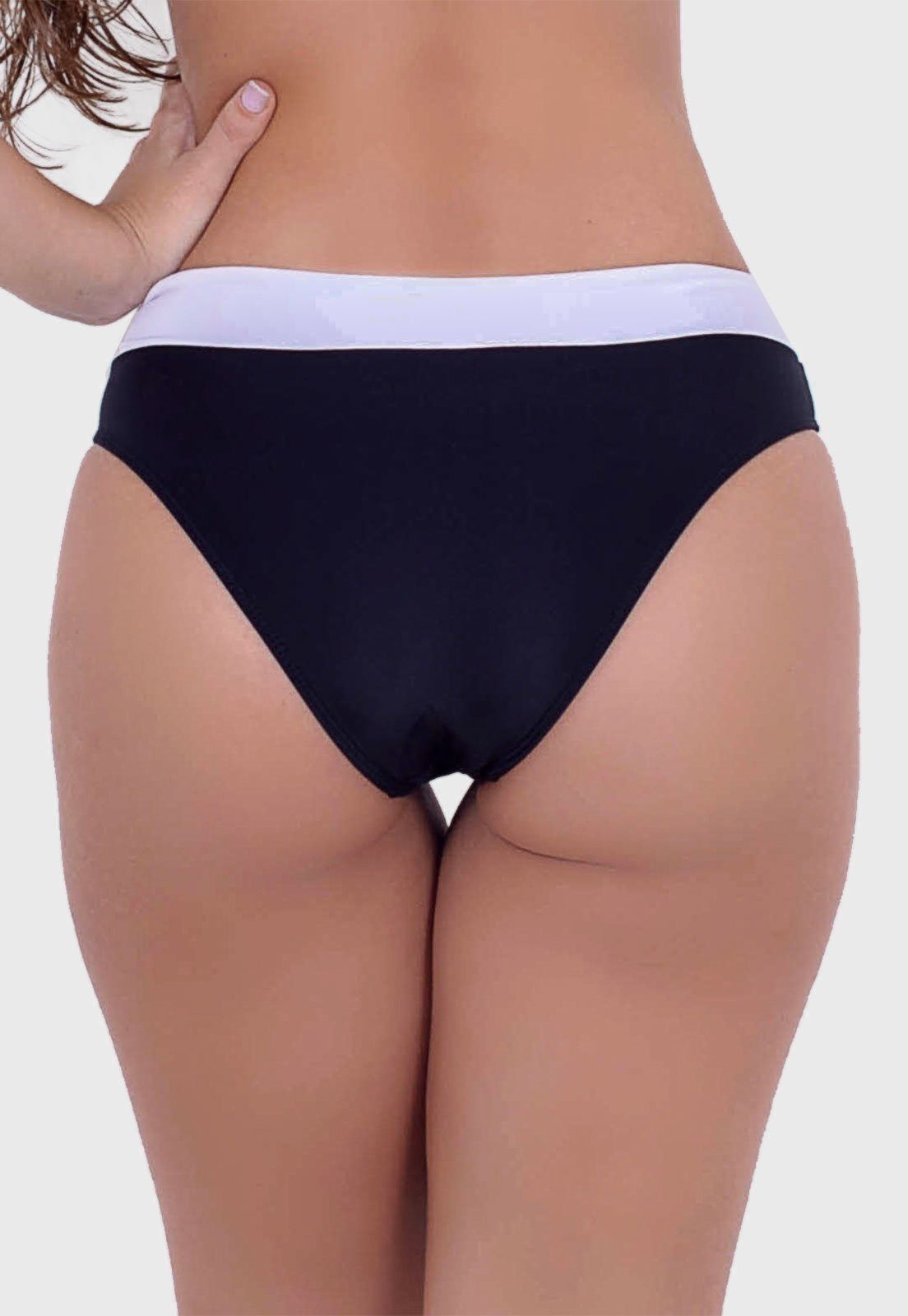 Vista 3 Calcinha Summer Soul Cós Alto Com Passante e branco/preto Summer Soul branco/preto