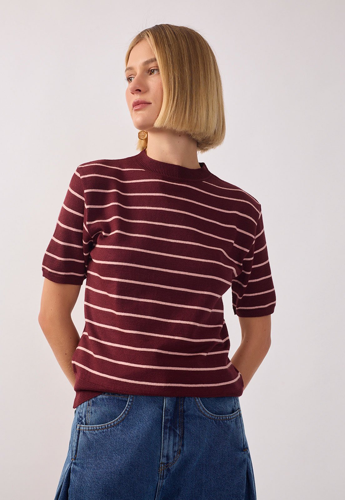 Blusa Feminina Dress To Listrada Vinho