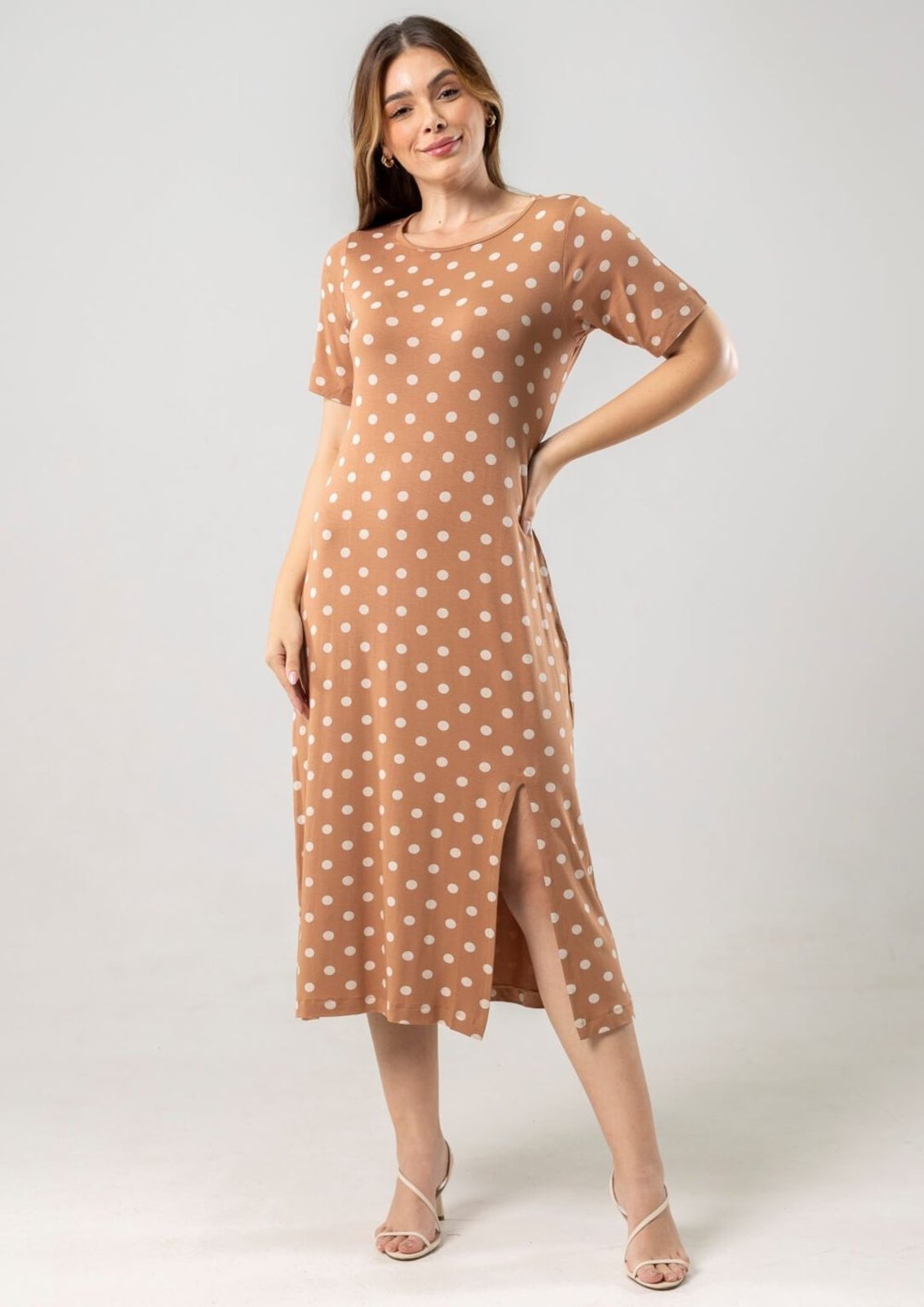 Vestido Midi Pau a Pique Poá Chocolate CHOCOLATE – P Pau a Pique