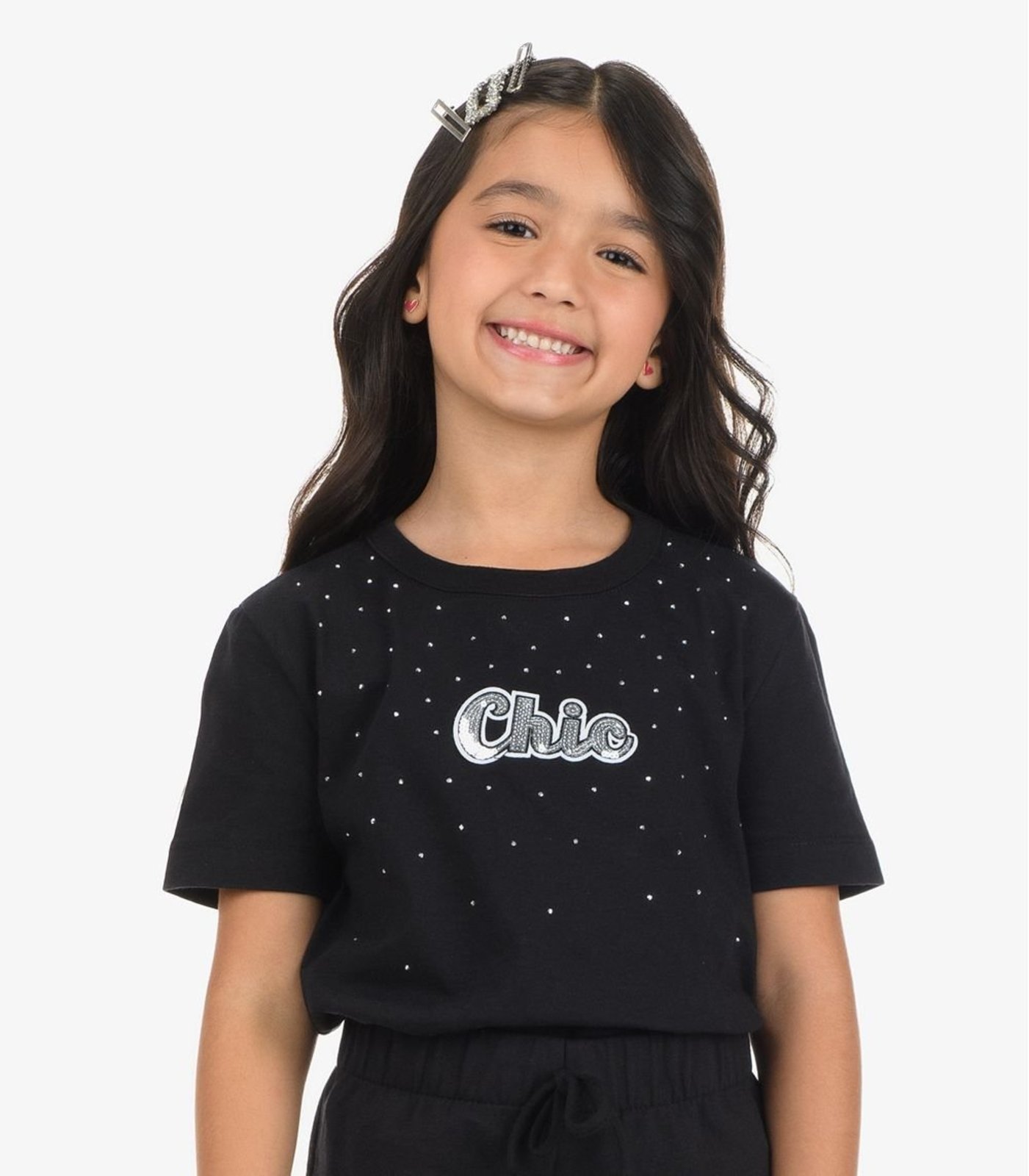 Infantil - T-Shirt Feminina Meia Malha Rovi Preto
