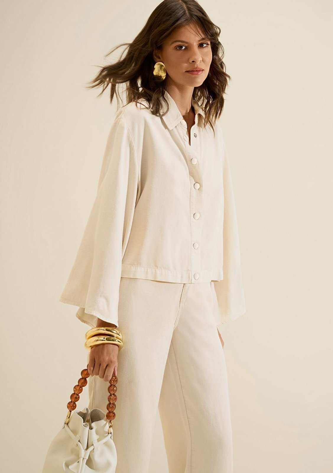 Camisa 7 Oitavos Florada - Off-white