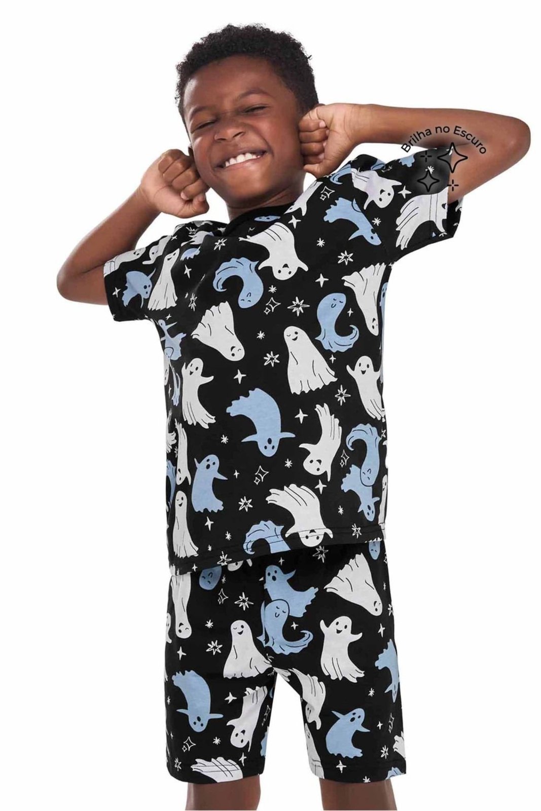 Pijama Curto Menino Fantasminha Elian Preto
