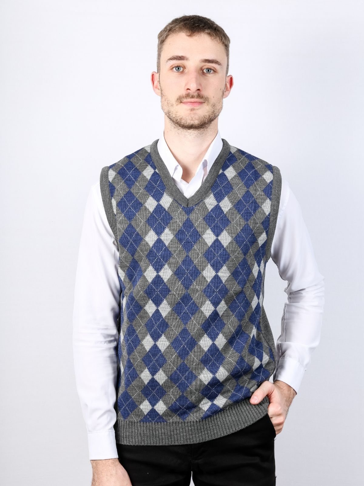 Colete masculino com jacquard