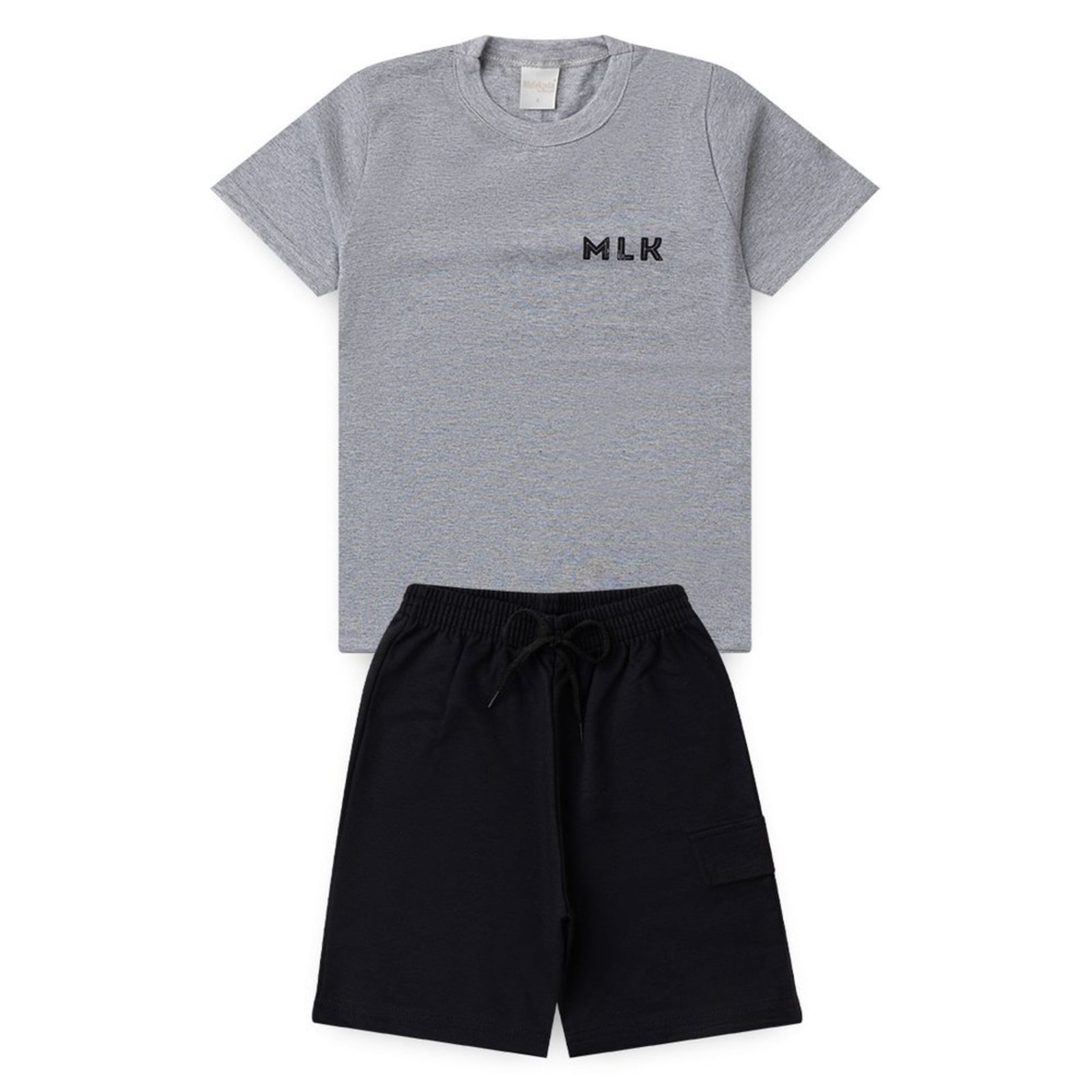Infantil - Conjunto Verão Menino Mescla Camiseta e Bermuda com Bolso MLK