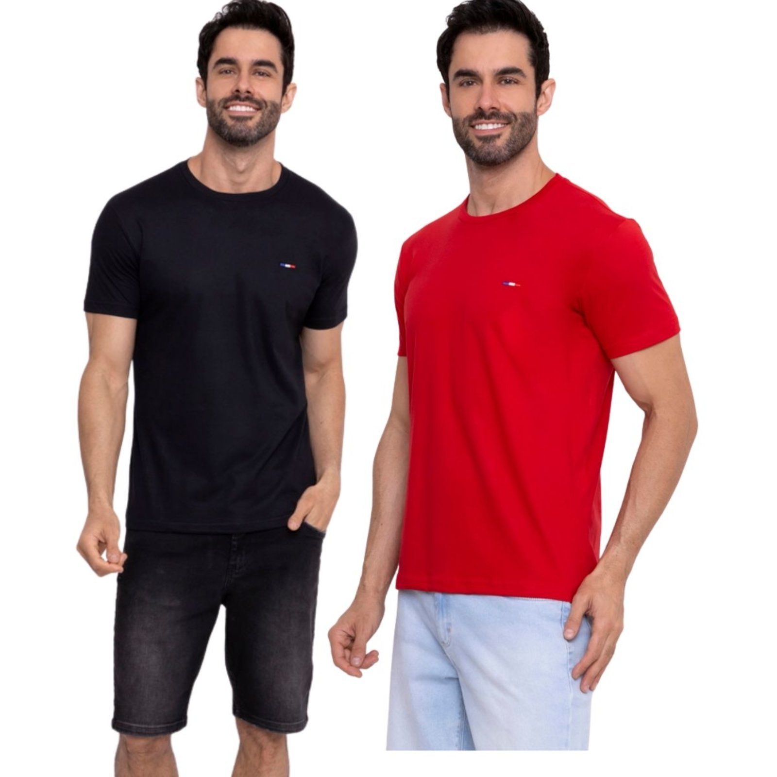 Kit 2 Camisetas Premium Vermelho e Preto