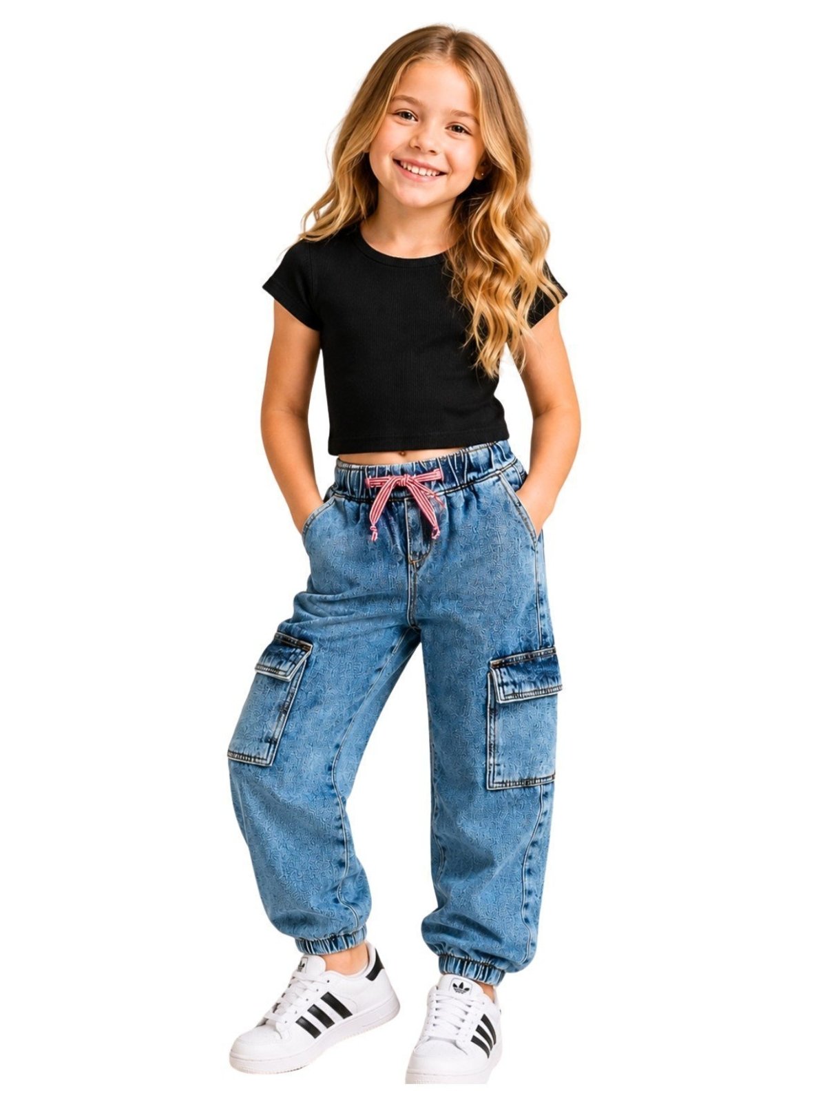 Infantil - Calça Jeans Jogger Crawling Feminina Azul