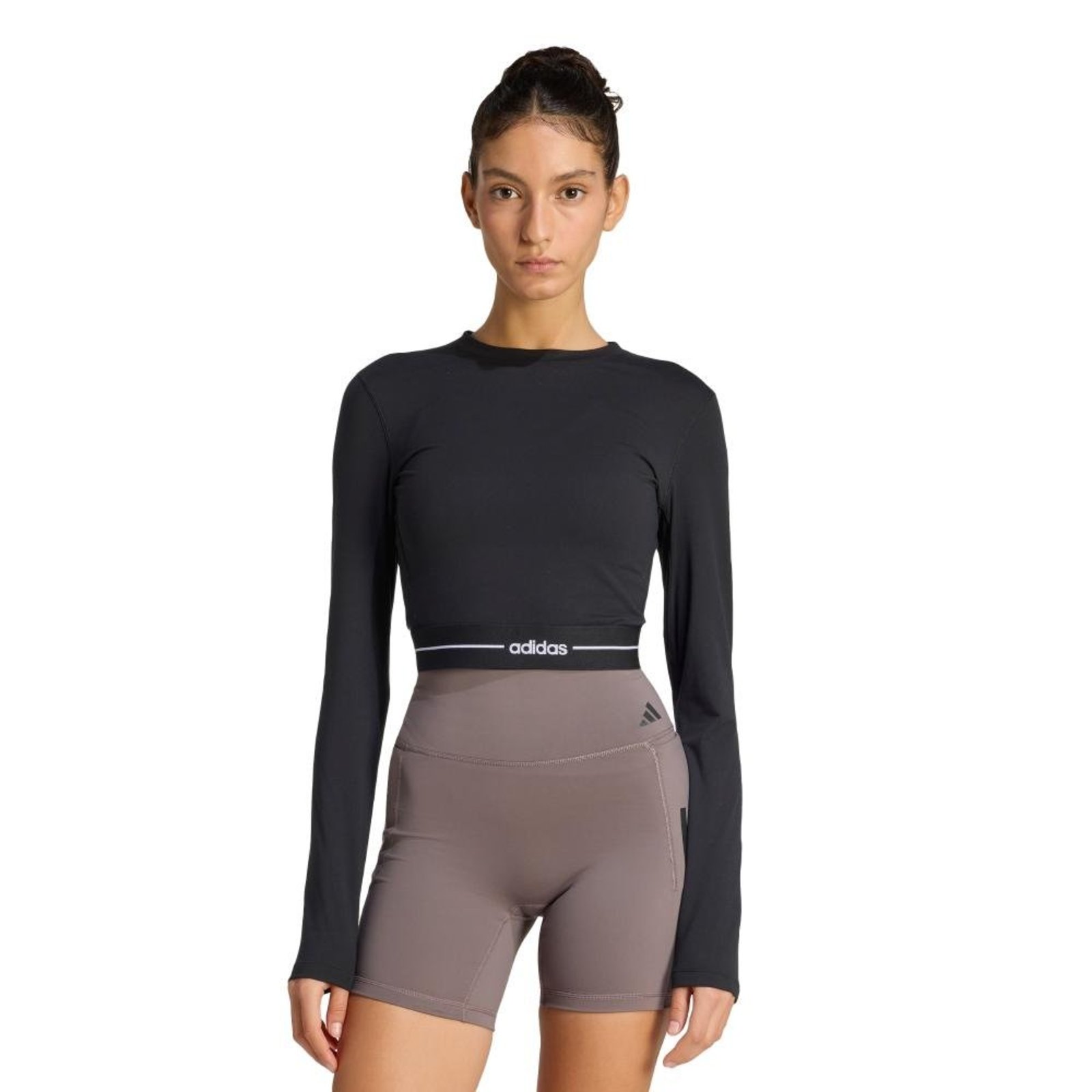 Camiseta cropped de manga longa Hyperglam adidas Performance Preto