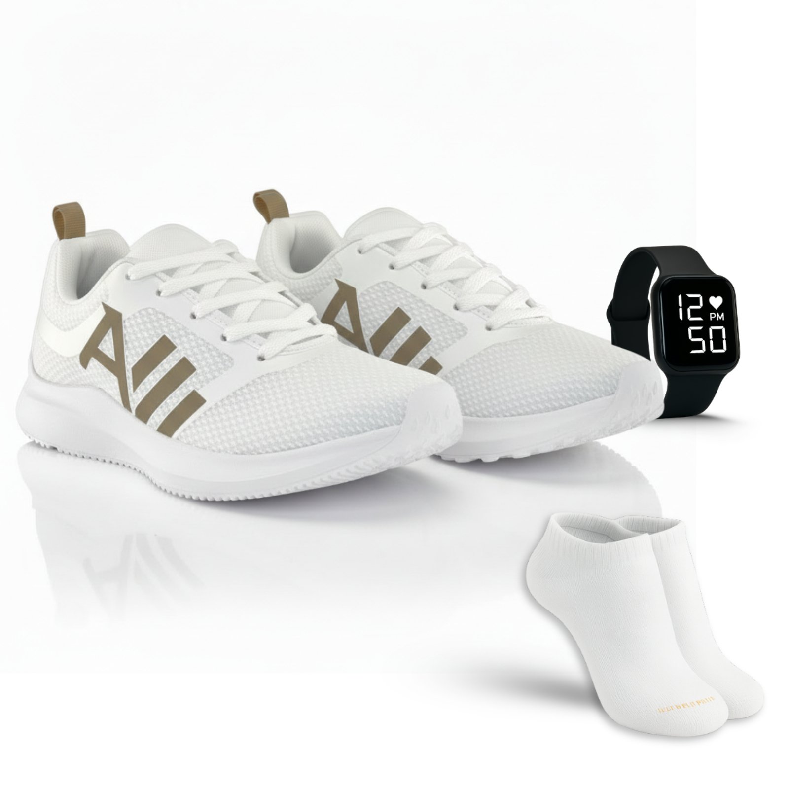 Tenis Feminino Leve e Confortavel Macio Esportivo com Relogio Digital e Meia