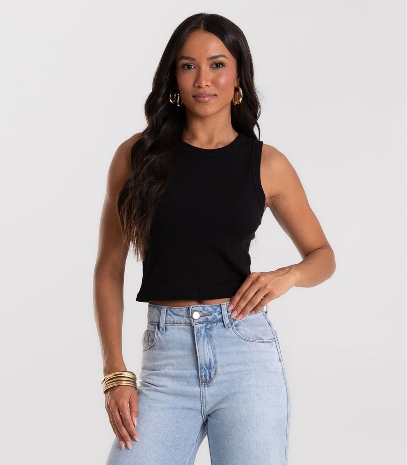 Regata Cropped Feminina Ribana Rovitex Preto