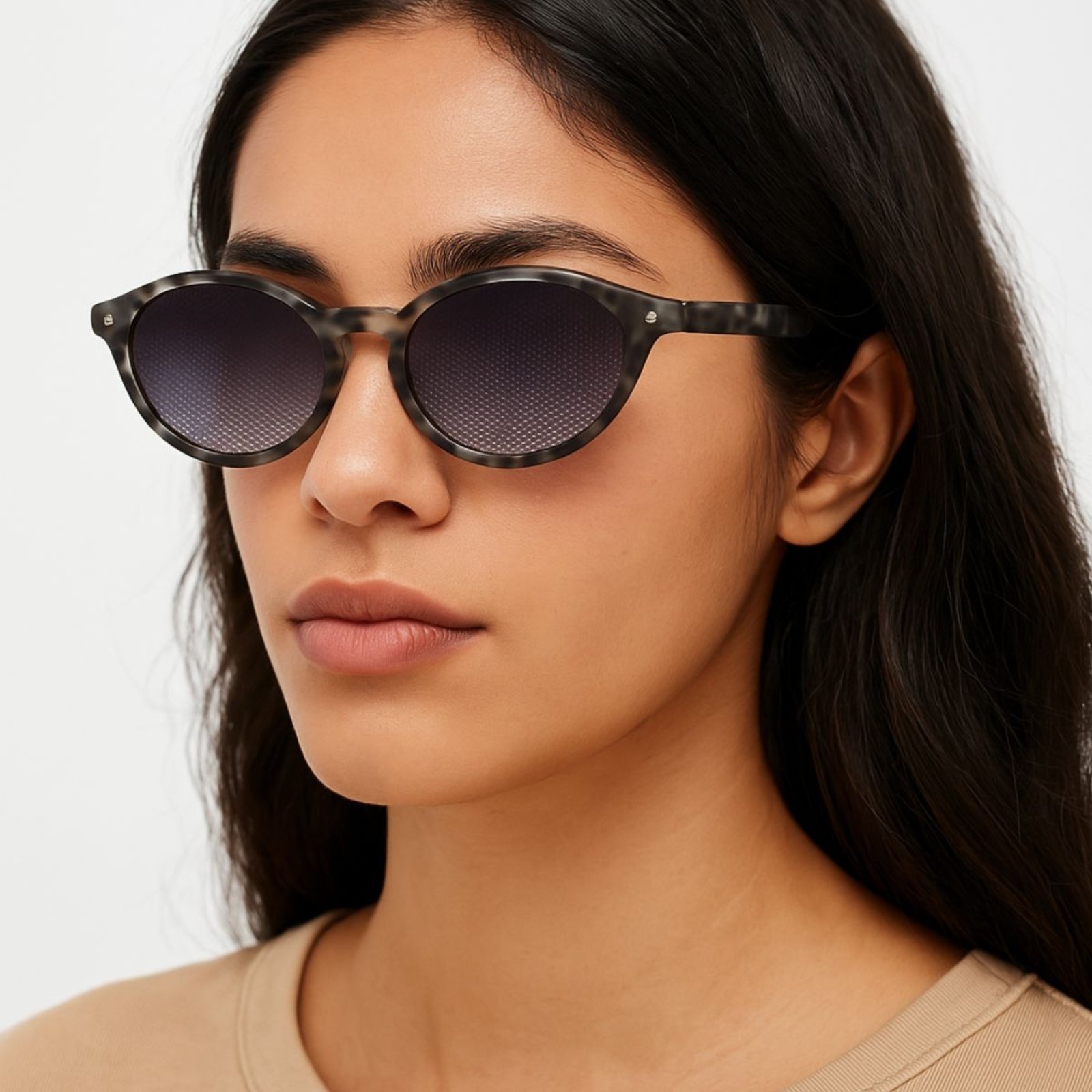 Óculos de Sol FMF Retrô Redondo Tartaruga – Estilo Vintage com Lentes UV Preto