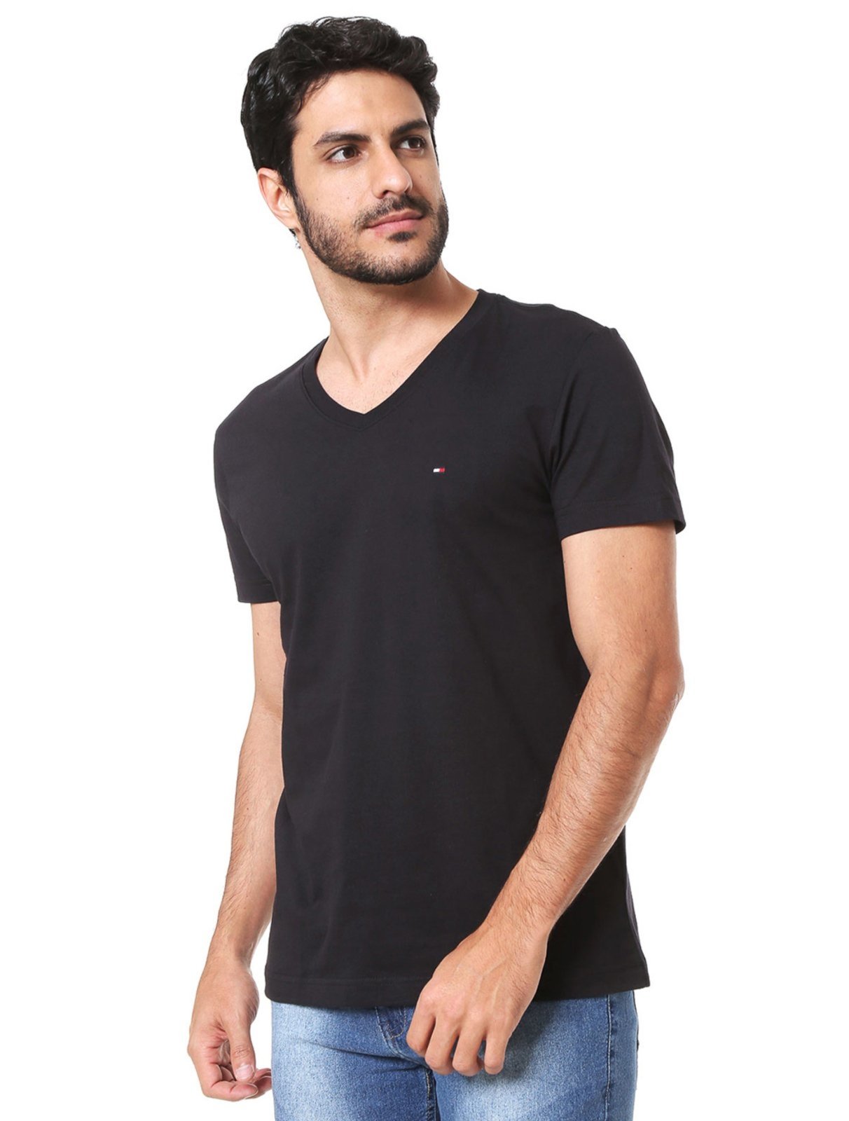Camiseta Tommy Hilfiger Masculina Essential V-Neck Preta