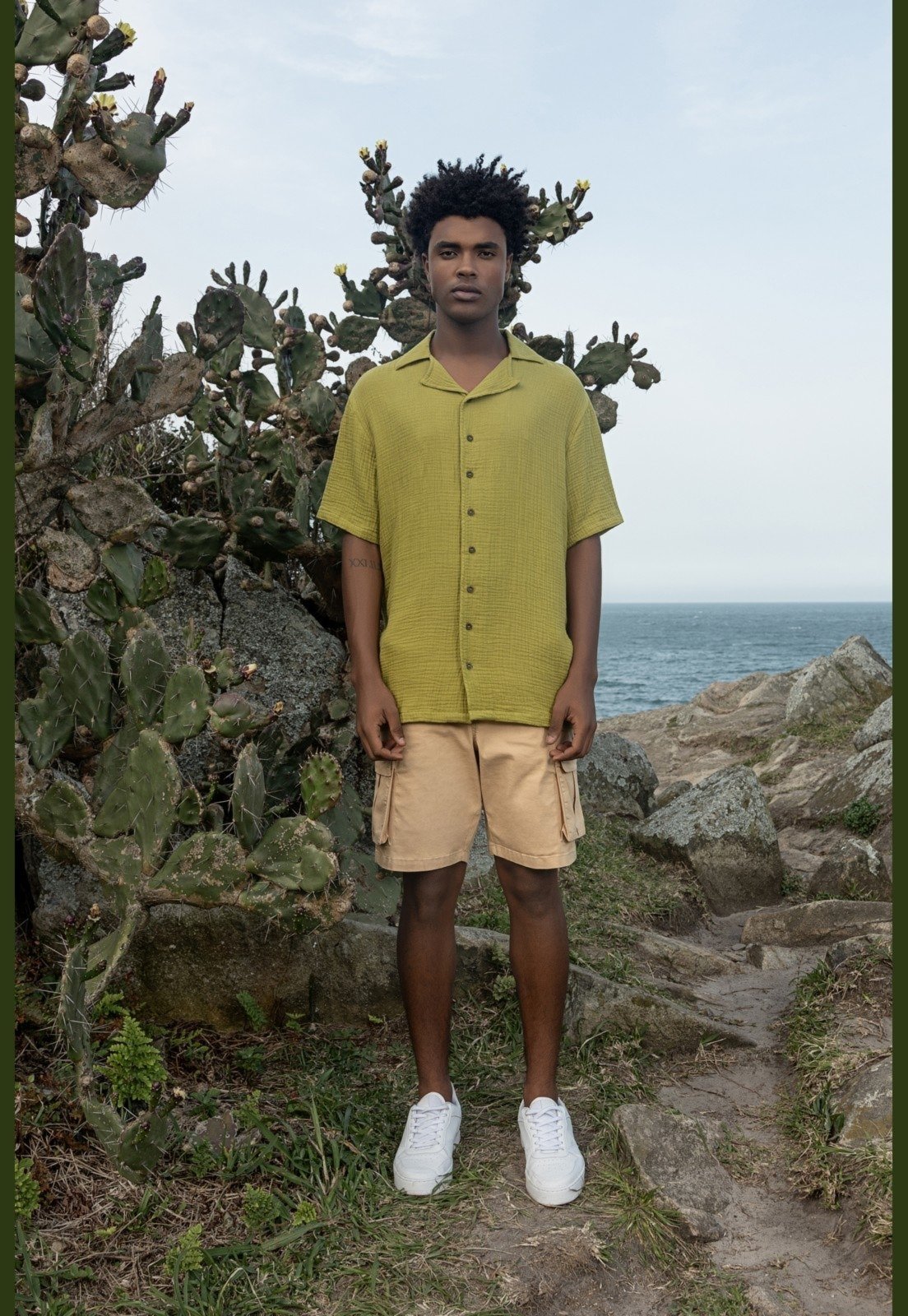 Vista 3 Camisa Manga Curta Masculina The Philippines verde The Philippines verde