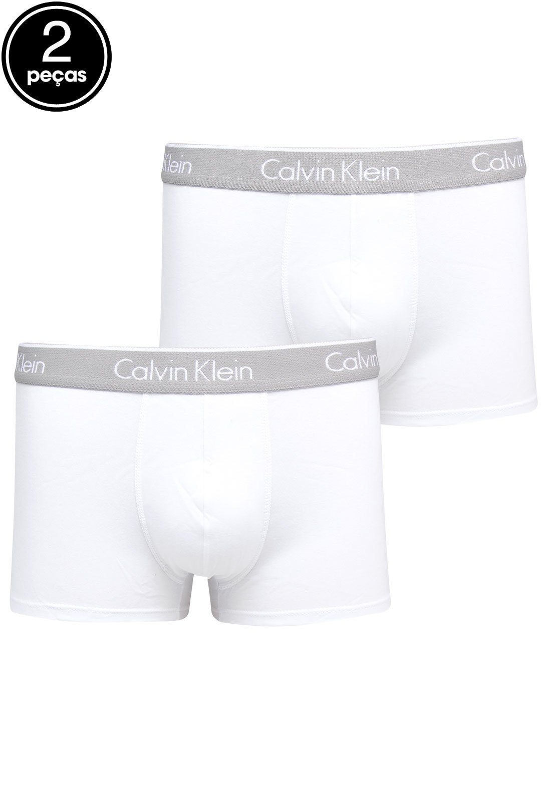Kit 2pçs Cueca Calvin Klein Underwear Boxer Logo Branco