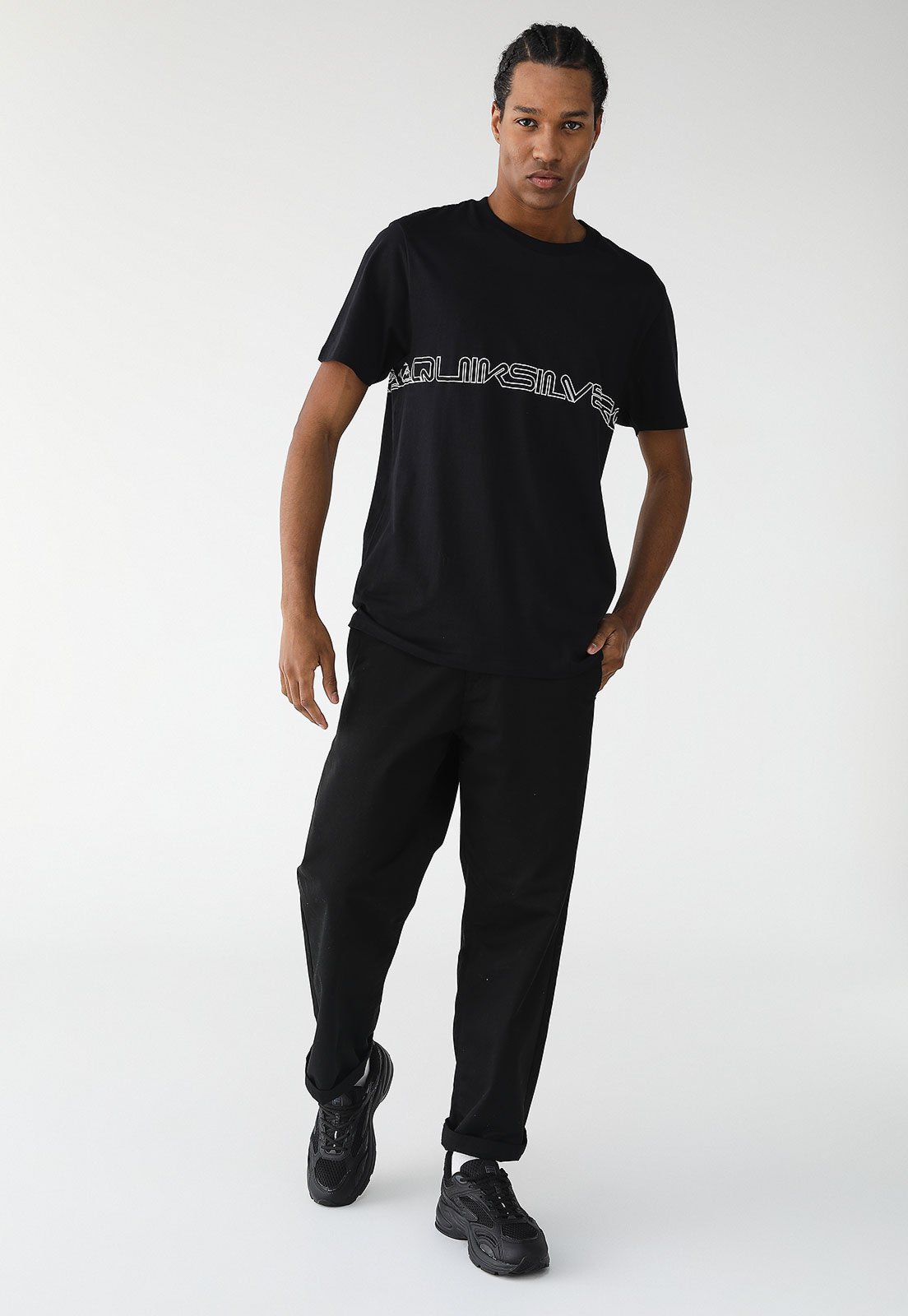 Camiseta Quiksilver Reta Logo Preta