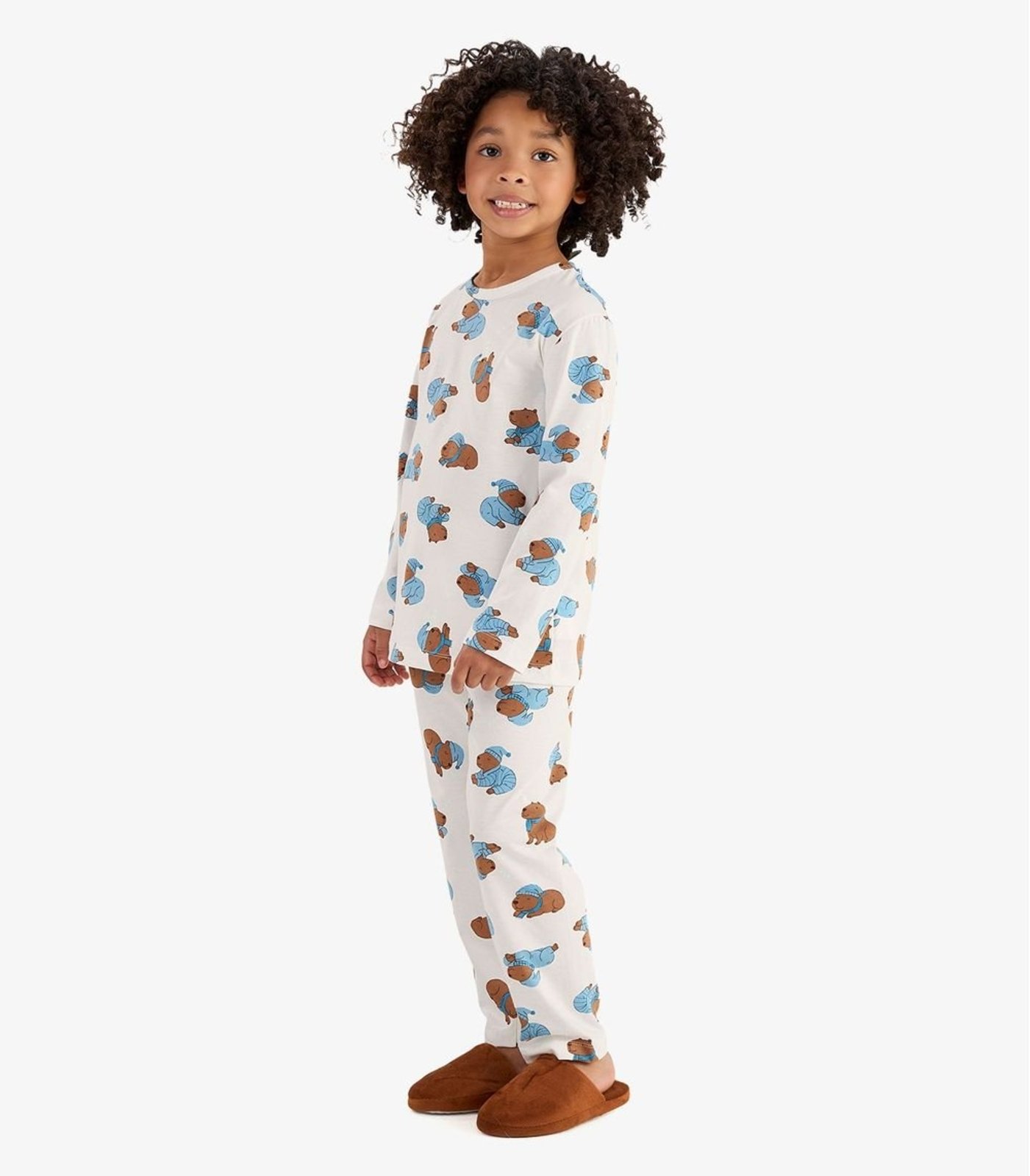 Pijama em Meia Malha Rovi Bege