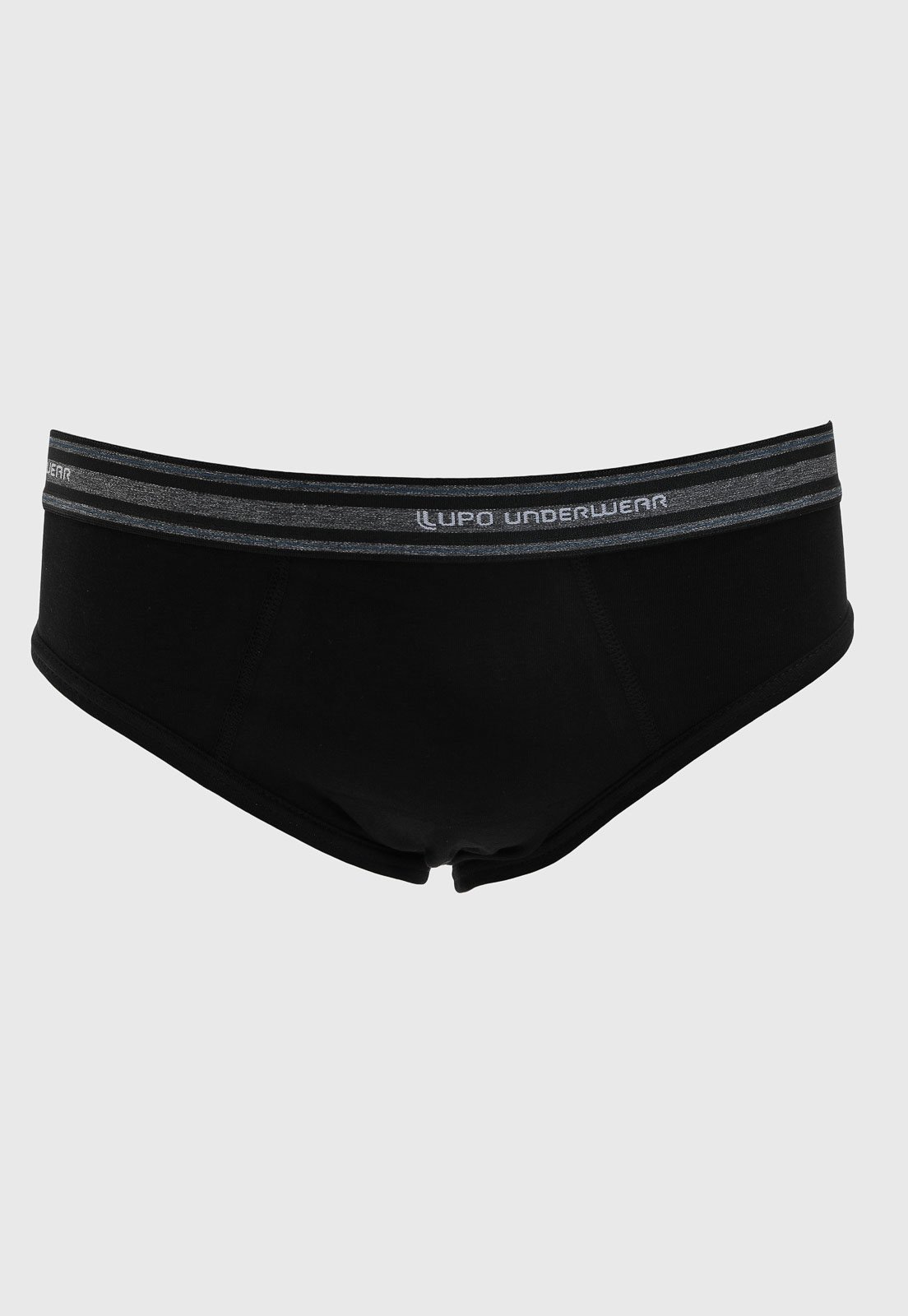 Vista 3 Kit 2 Cuecas Slip Masculina Lupo Cós Mescla Preta preto Lupo preto