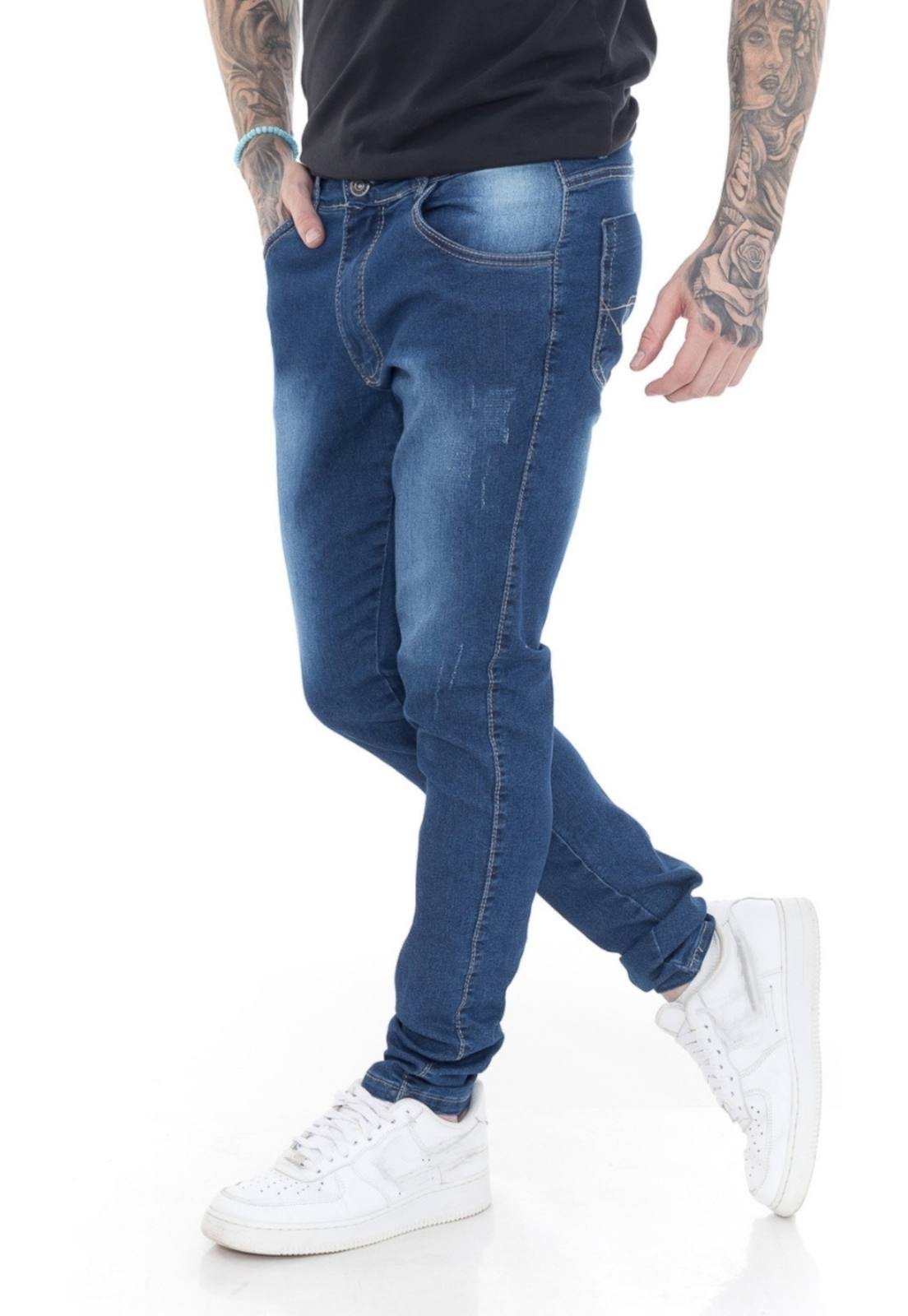 Calças Super Skinny Jeans Premium II Street Azul Escuro