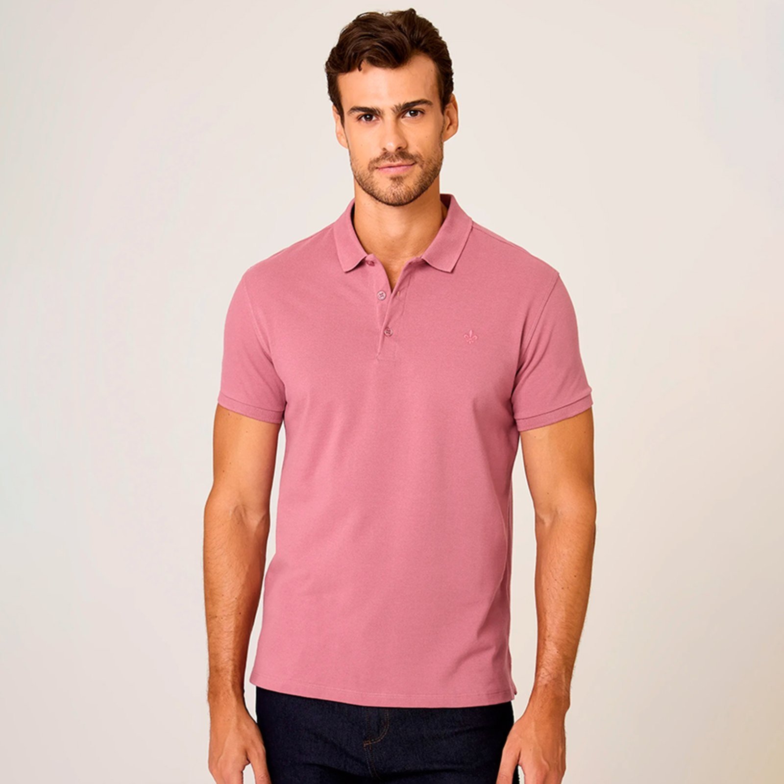 Camisa Polo Dudalina Essential Basic In26 Rosa Masculino